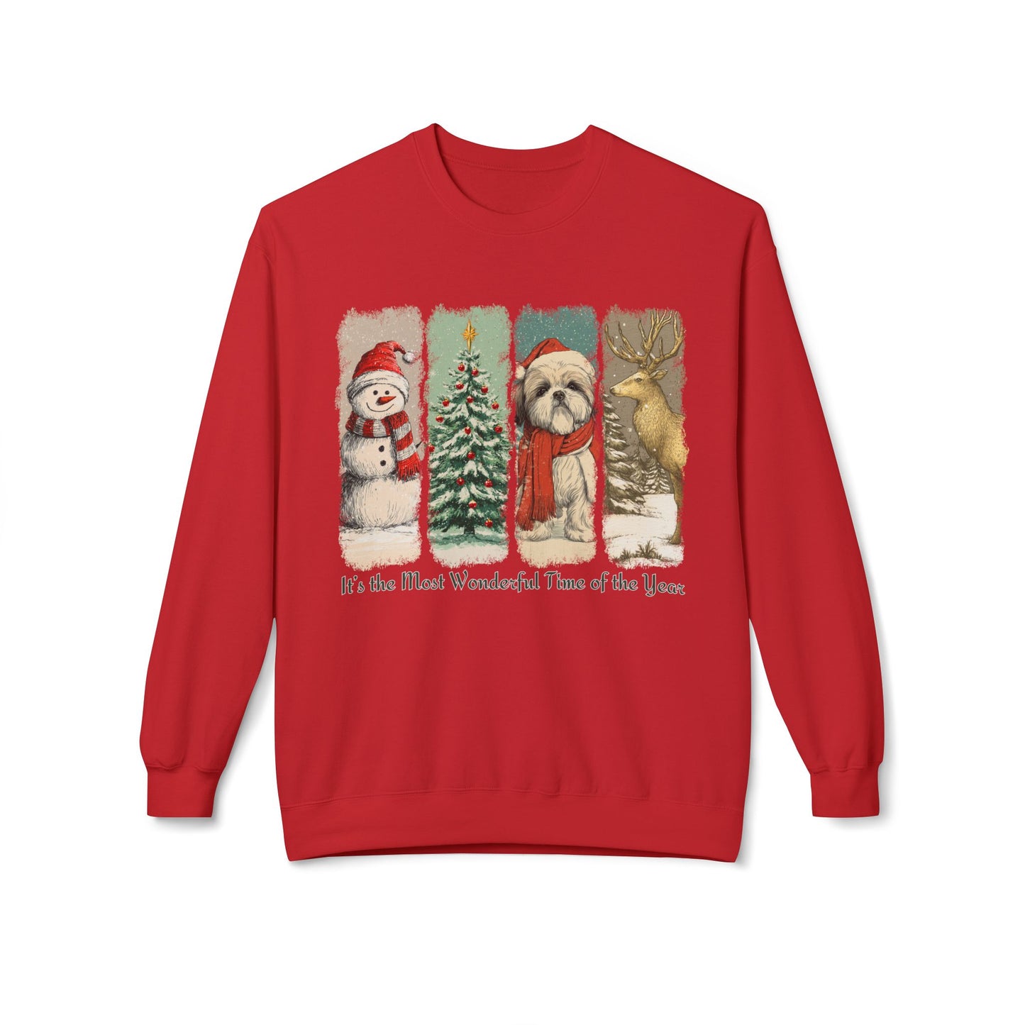 Shih Tzu Santa – Vintage Brush Stroke Christmas Sweater