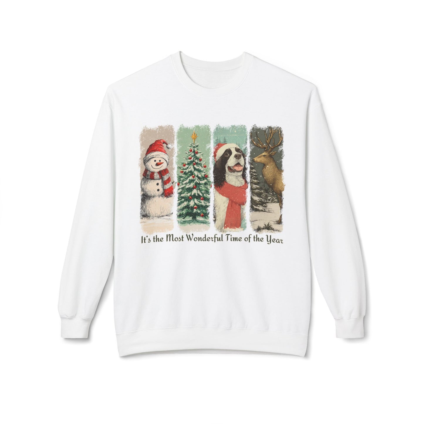 English Springer Spaniel Santa – Vintage Brush Stroke Christmas Sweater