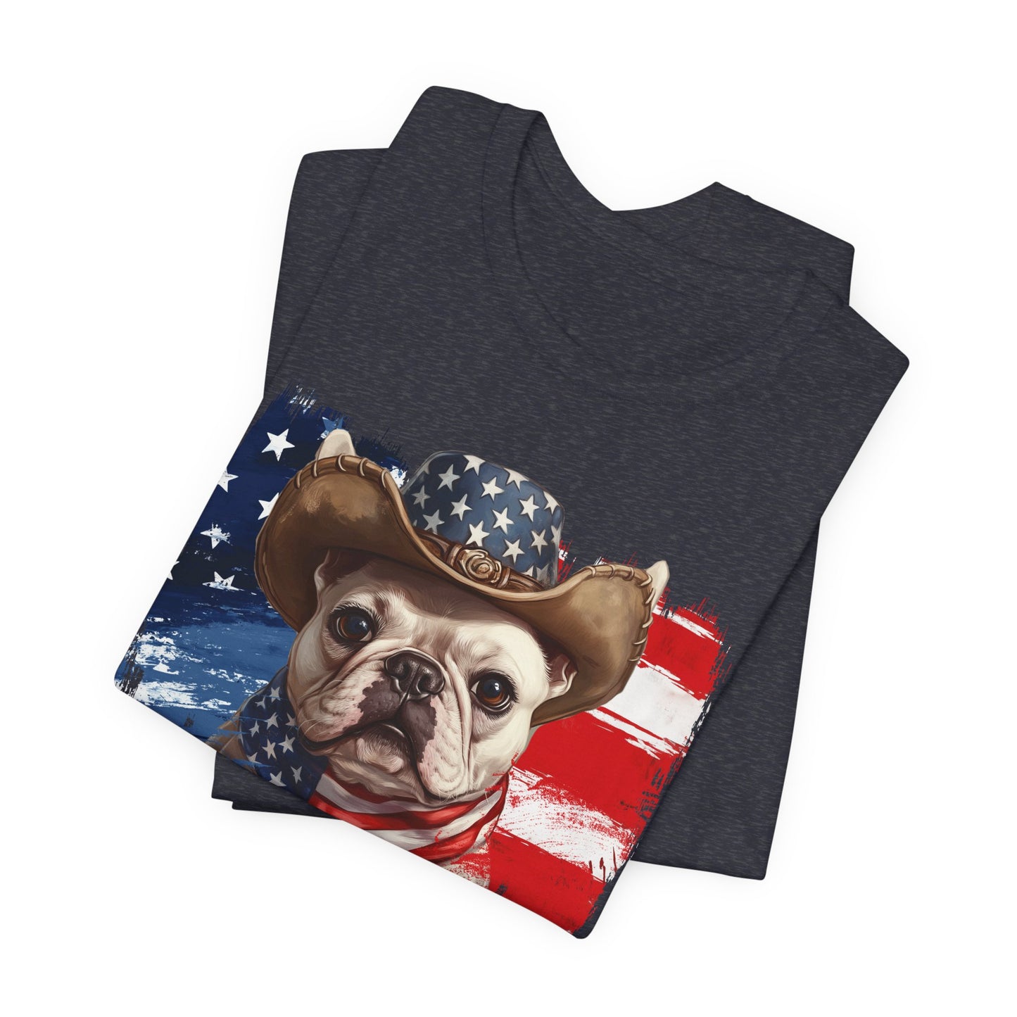 French Bulldog Patriotic T-Shirt "Born to Bark Free" - Dog-Themed Patriotic Design