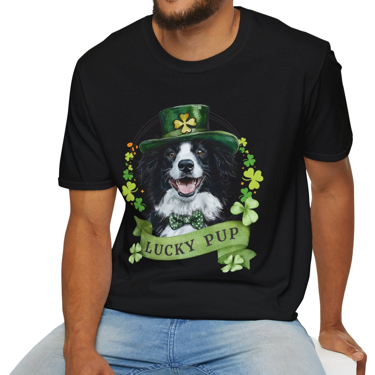 border collie dog lover st. patrick's day tee