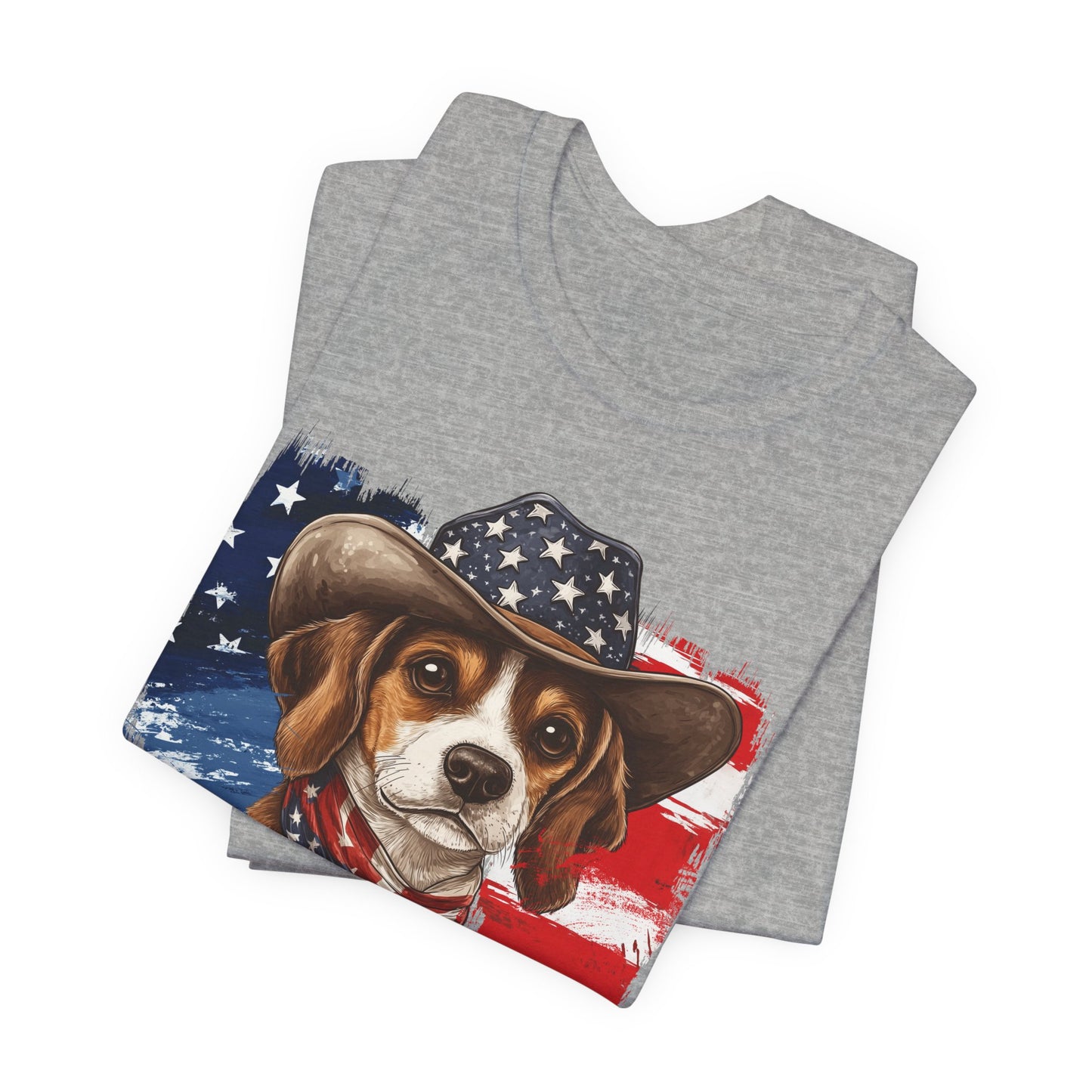 Beagle Patriotic T-Shirt "Born to Bark Free" - Dog-Themed Patriotic Design