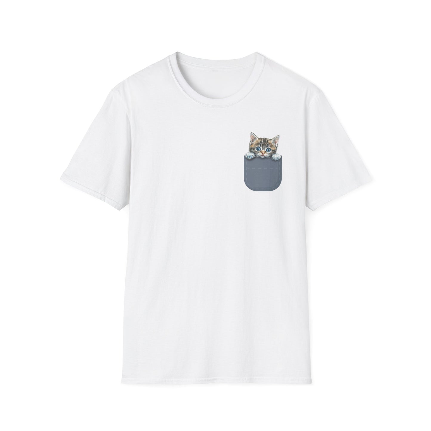 Peek-A-Boo Kitten Pocket - Unisex Softstyle T-Shirt