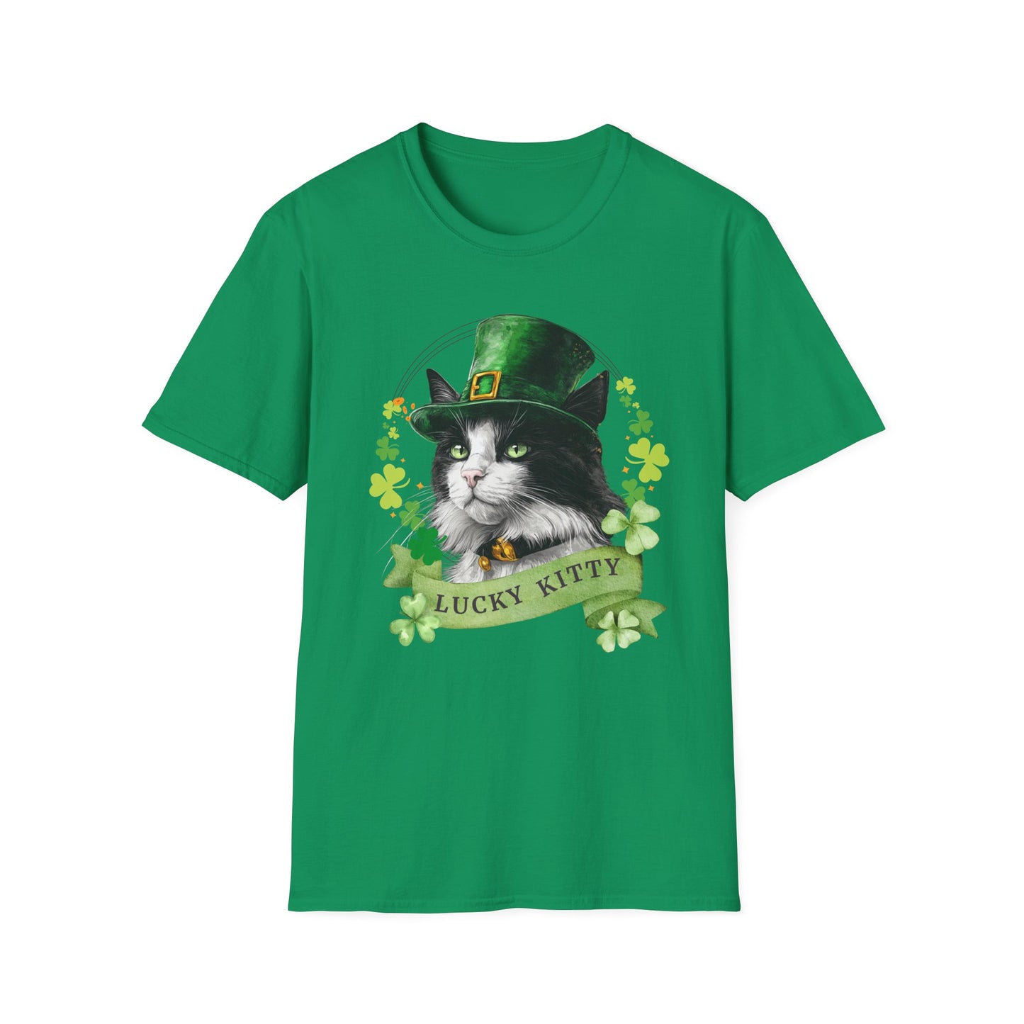 Black and White Cat - St. Patrick’s Day Cat Lover T-Shirt