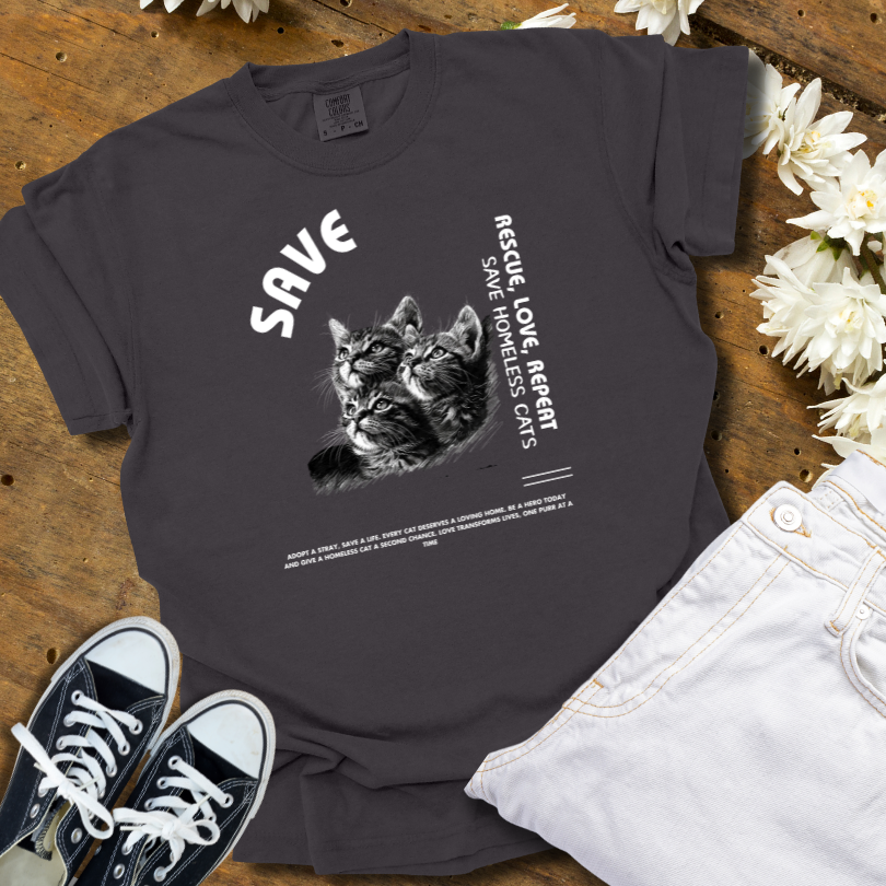 "Save Homeless Cats" Unisex Garment-Dyed T-shirt