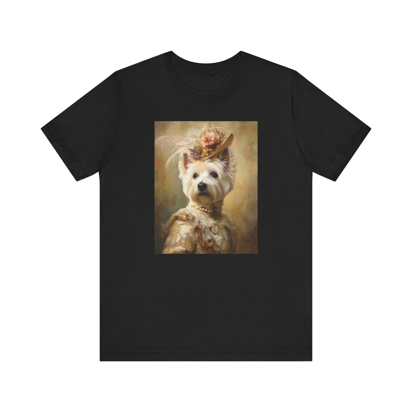 Royal Westie Girl Portrait Tee – Customizable Aristocrat Dog Shirt
