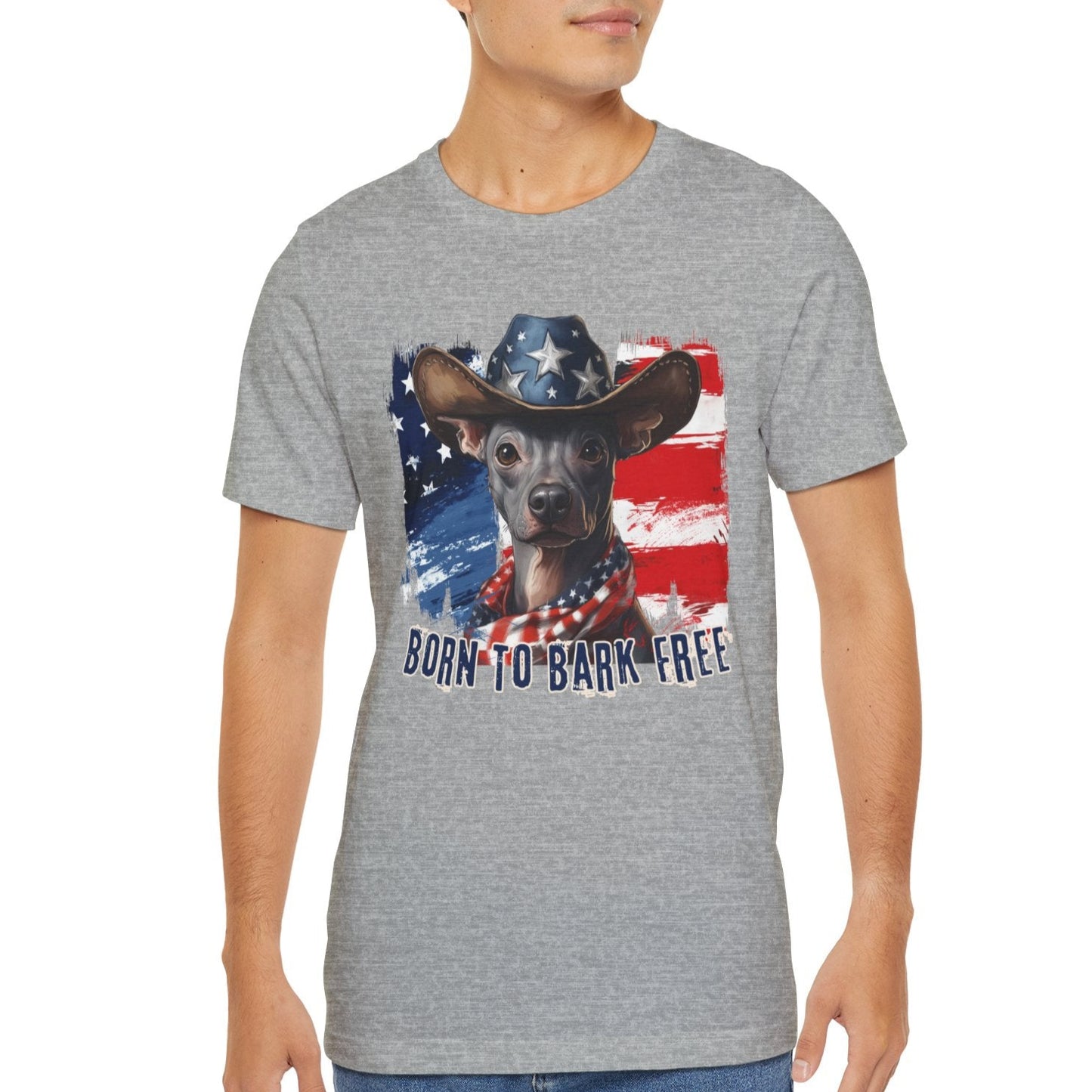 Xoloitzquintli - Patriotic T-Shirt "Born to Bark Free"