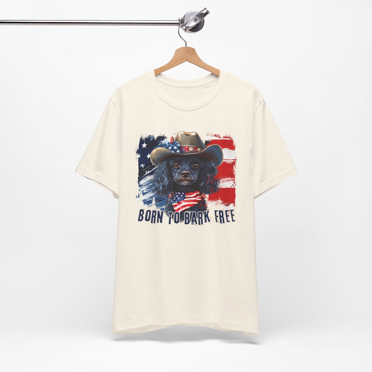 born to bark free poodle patriotic t-shirt, 4th of july, independance day dog lover t-shirt