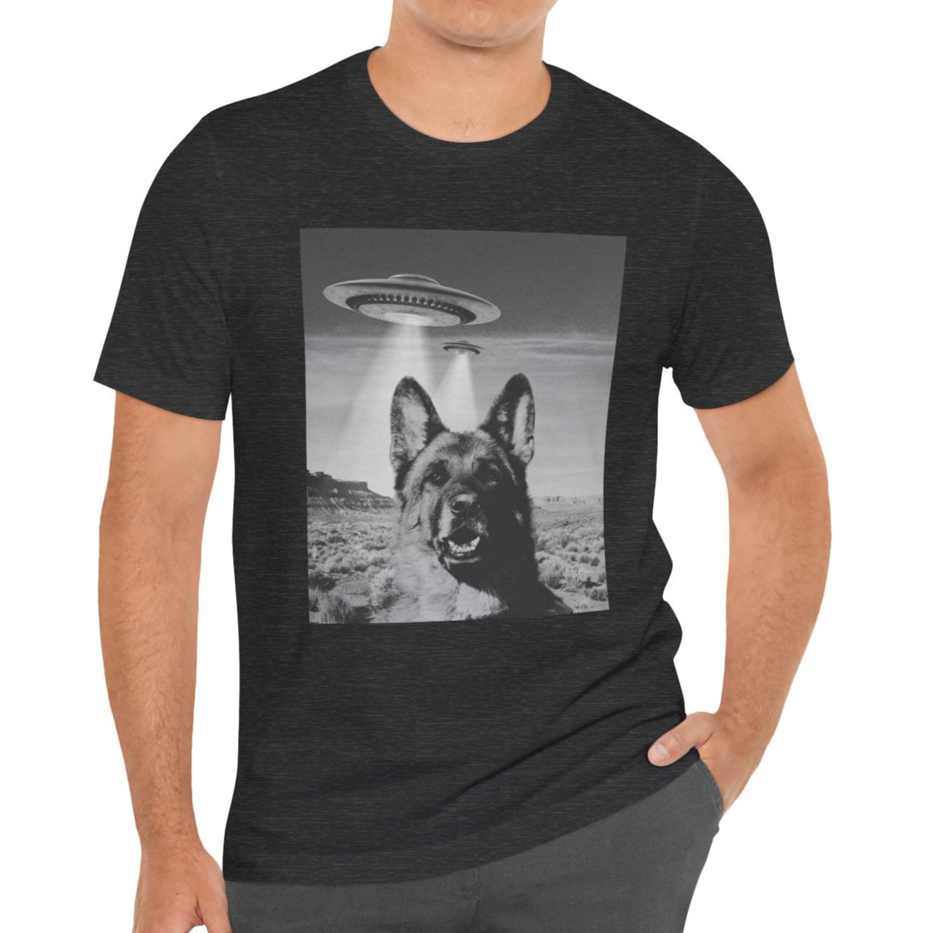 Funny German Shepherd Alien Selfie T-Shirt