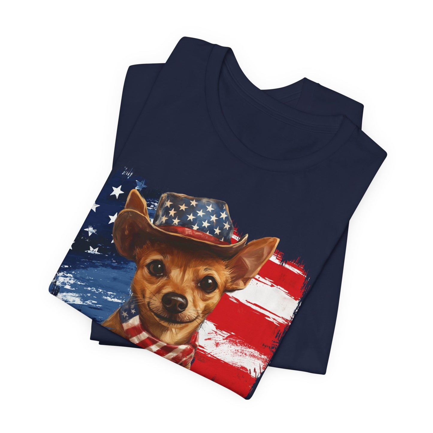 Brown Rat Terrier Patriotic T-Shirt "Born to Bark Free"
