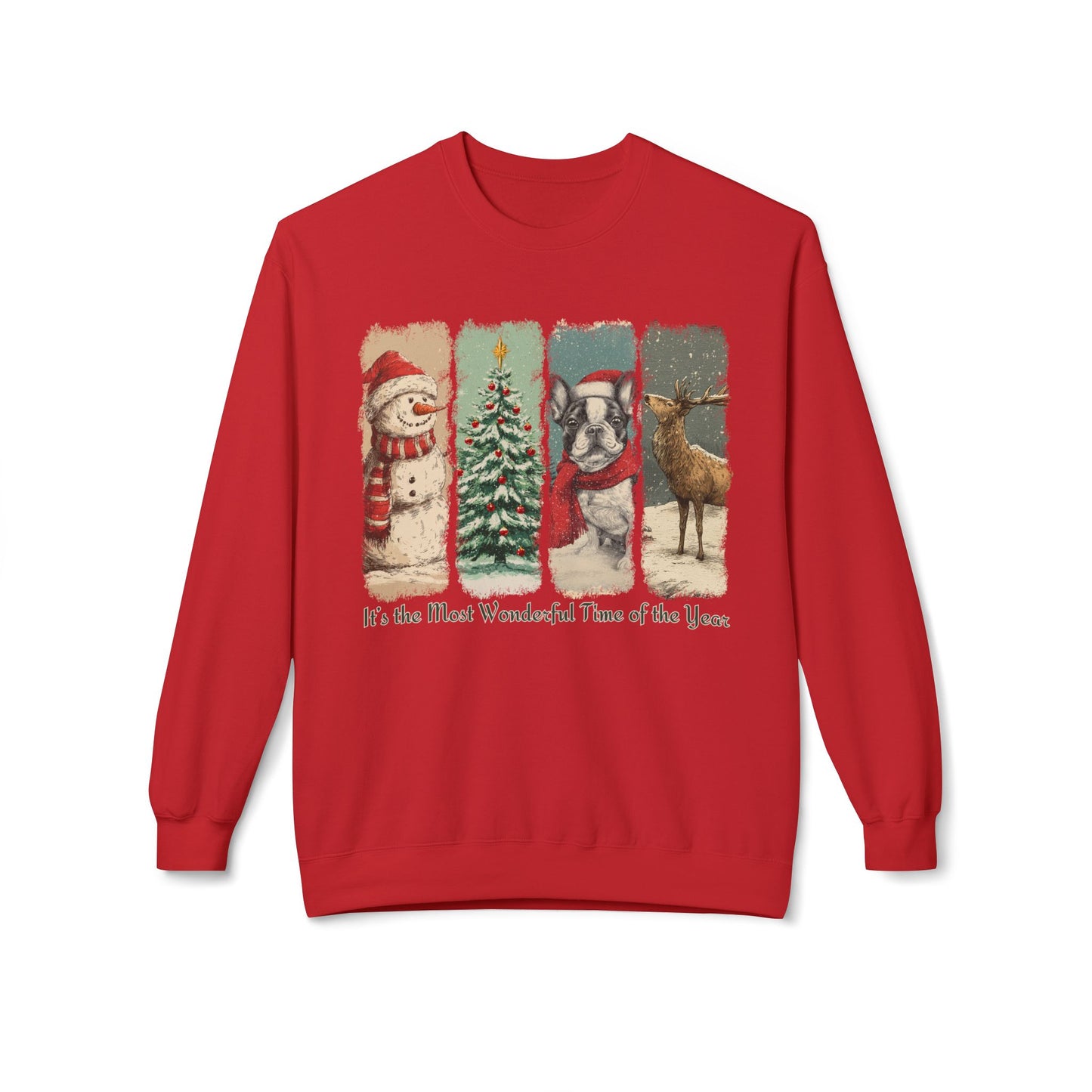 Frenchie Santa – Vintage Brush Stroke Christmas Sweater