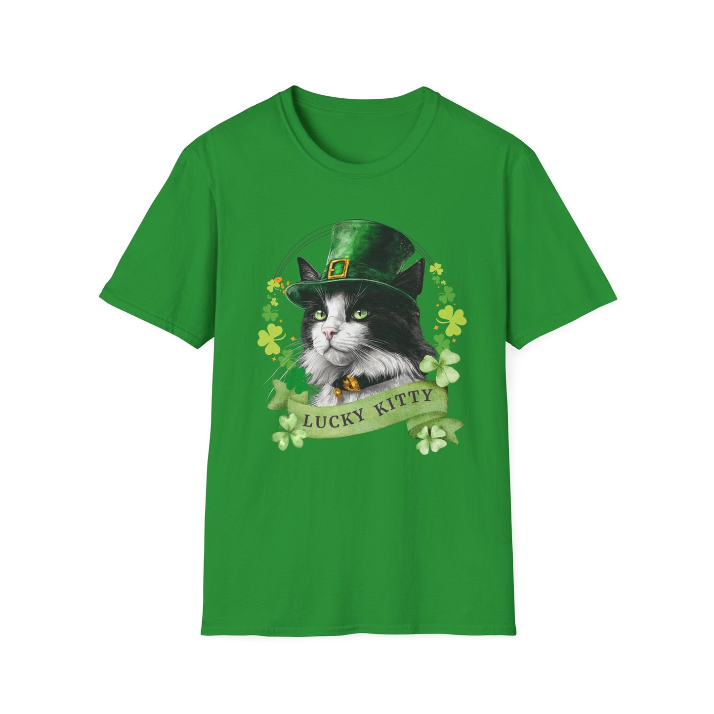 Black and White Cat - St. Patrick’s Day Cat Lover T-Shirt