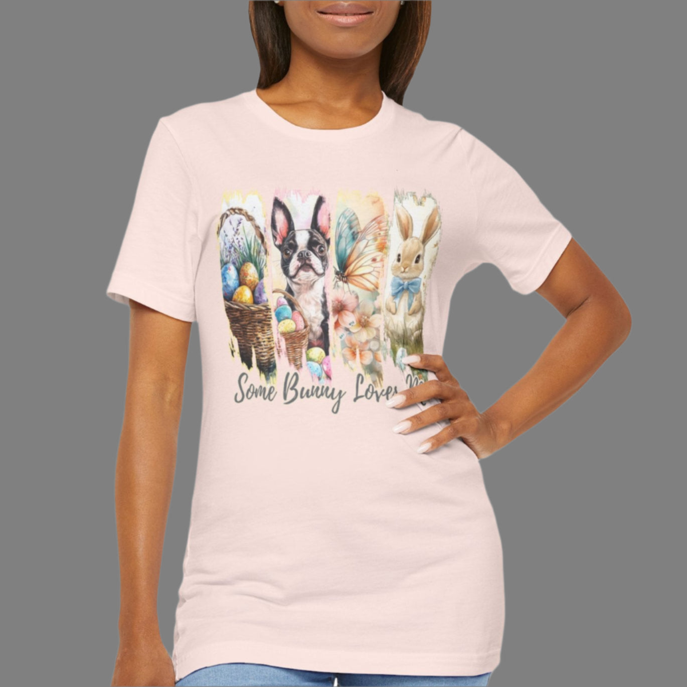 Boston Terrier Easter T-Shirt – "Some Bunny Loves Me"