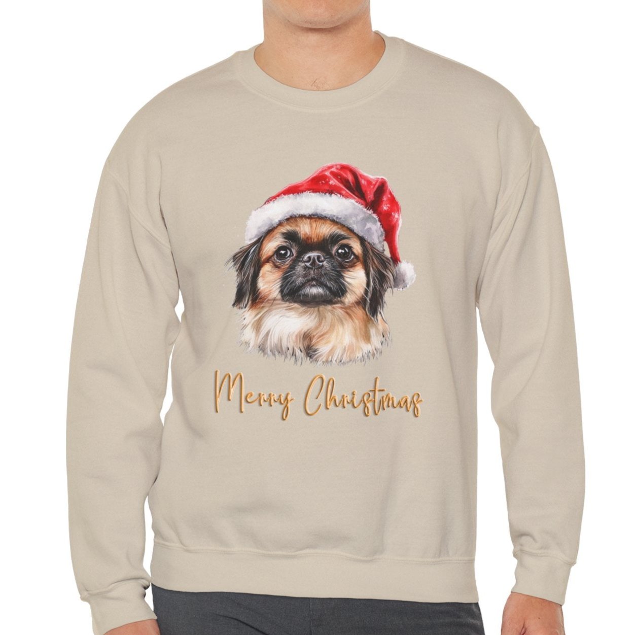 Pekingese In A Santa Hat Sweatshirt
