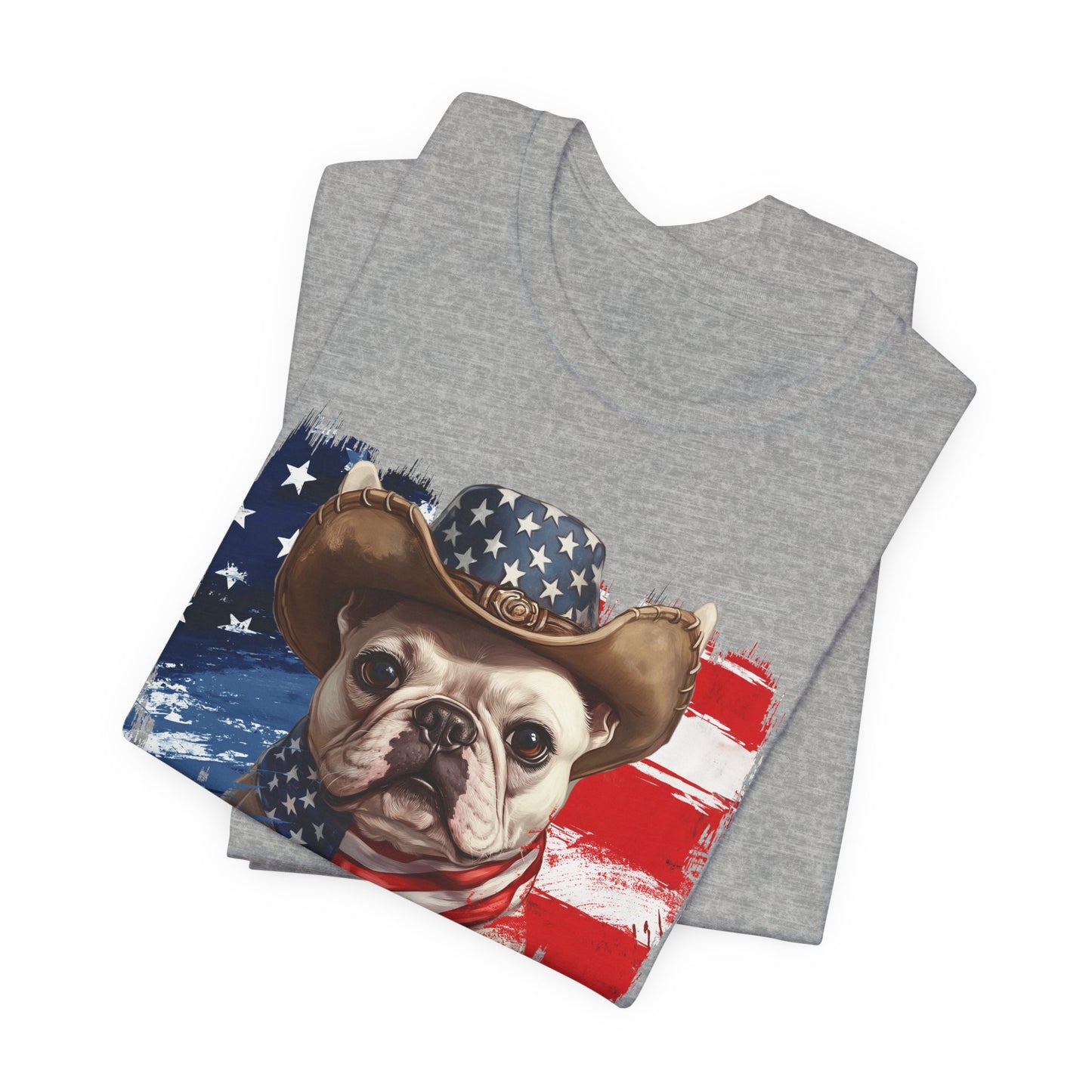 French Bulldog Patriotic T-Shirt "Born to Bark Free" - Dog-Themed Patriotic Design