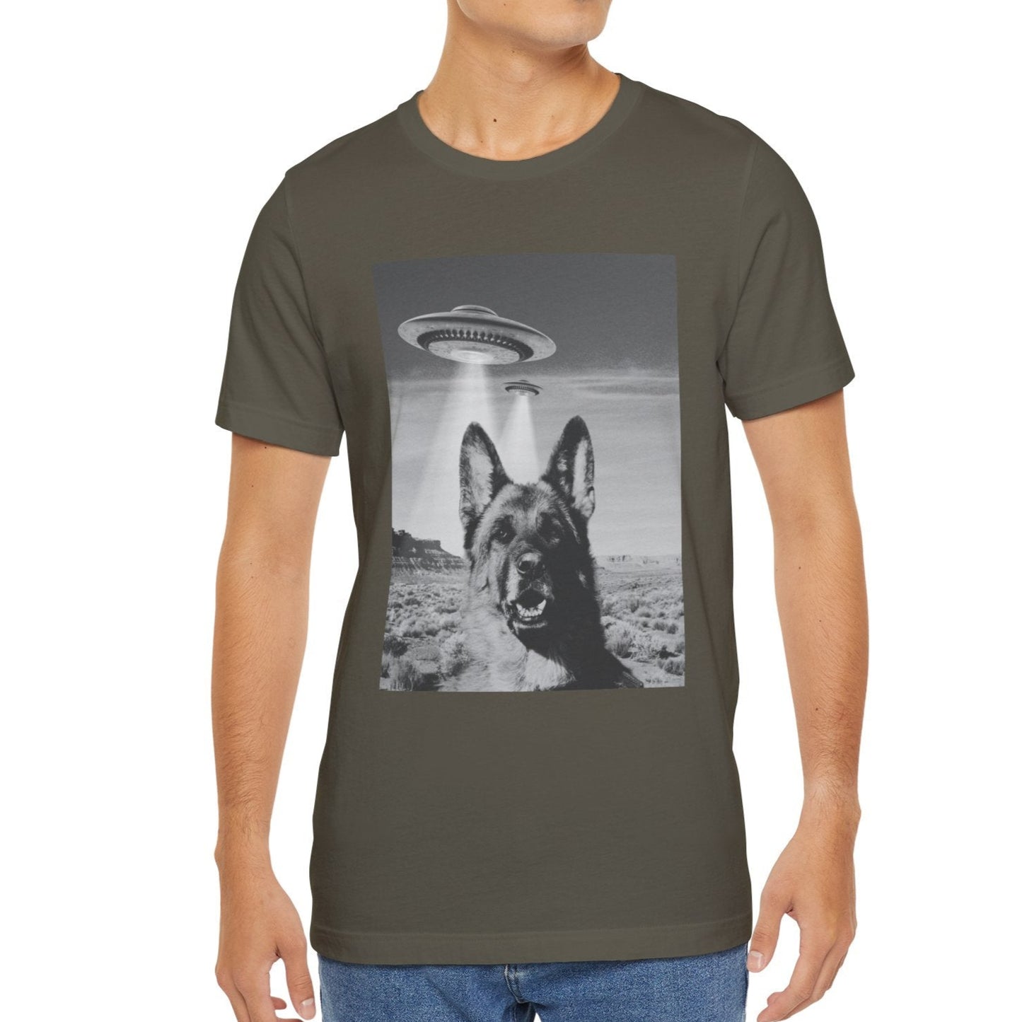 Funny German Shepherd Alien Selfie T-Shirt