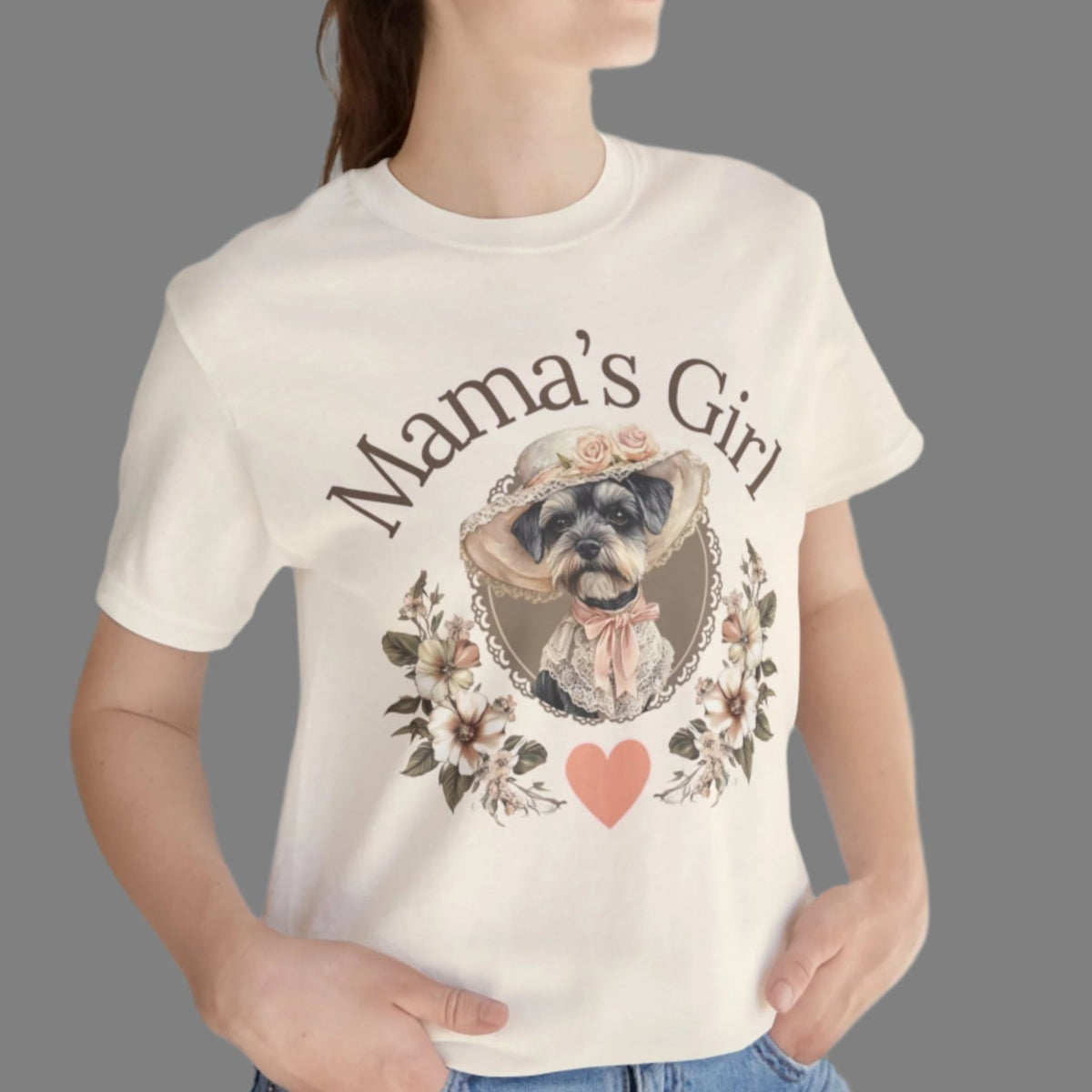 mini schnauzer mama's girl vintage shabby chic t-shirt