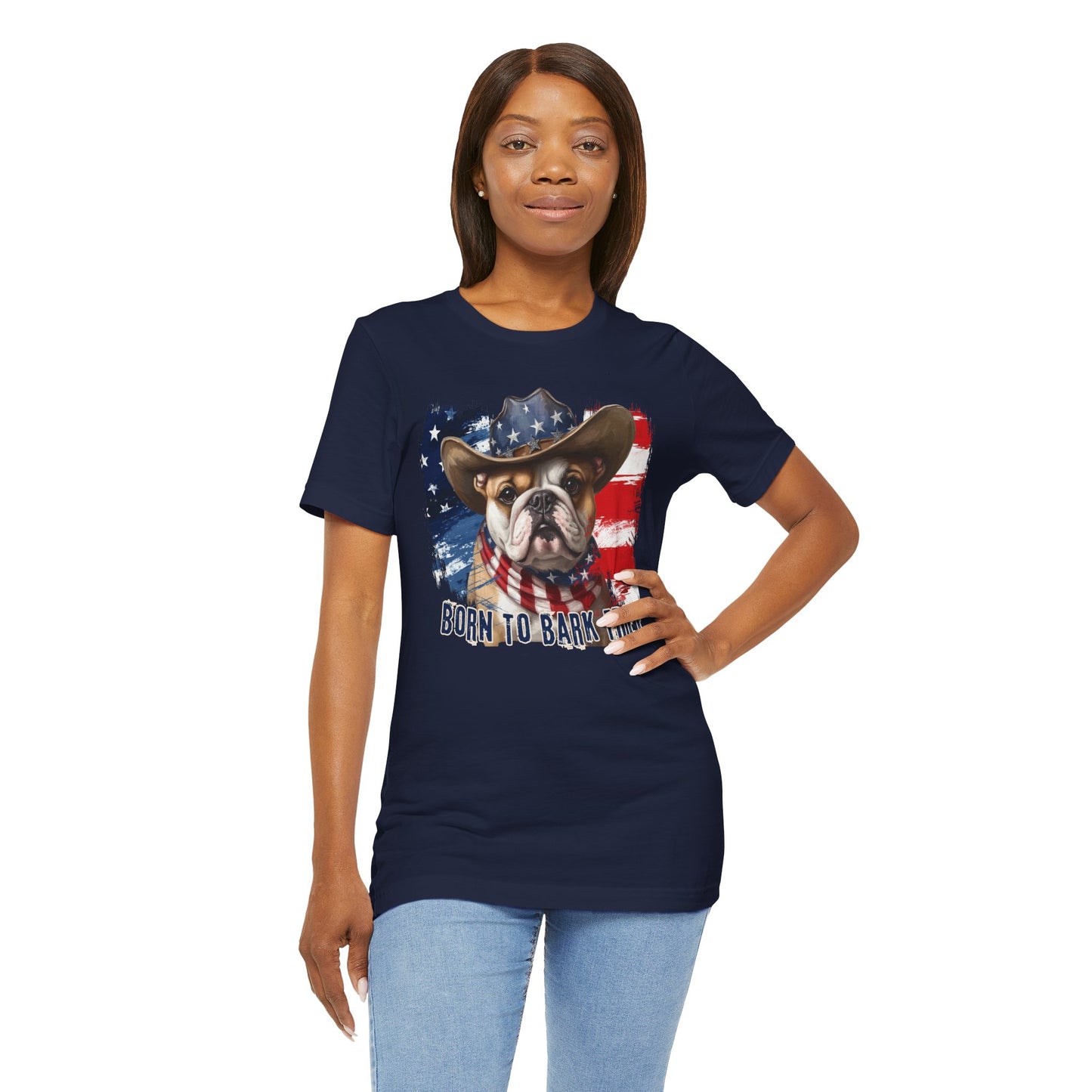 born to bark free english bulldog patriotic t-shirt, 4th of july, independance day dog lover t-shirt