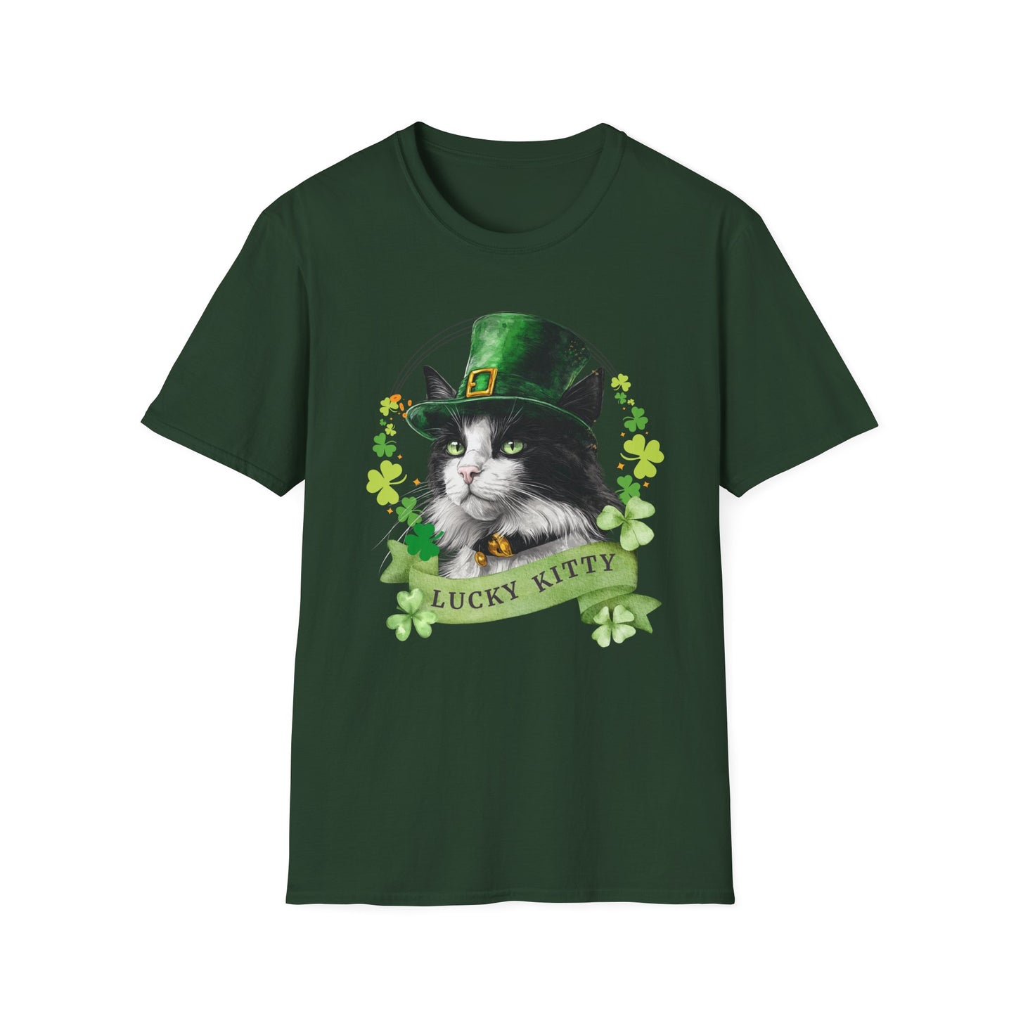 Black and White Cat - St. Patrick’s Day Cat Lover T-Shirt