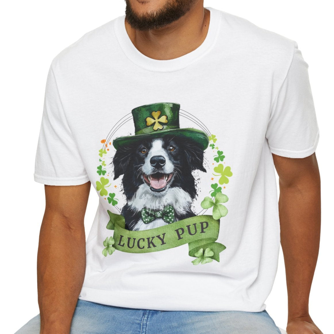 border collie dog lover st. patrick's day tee