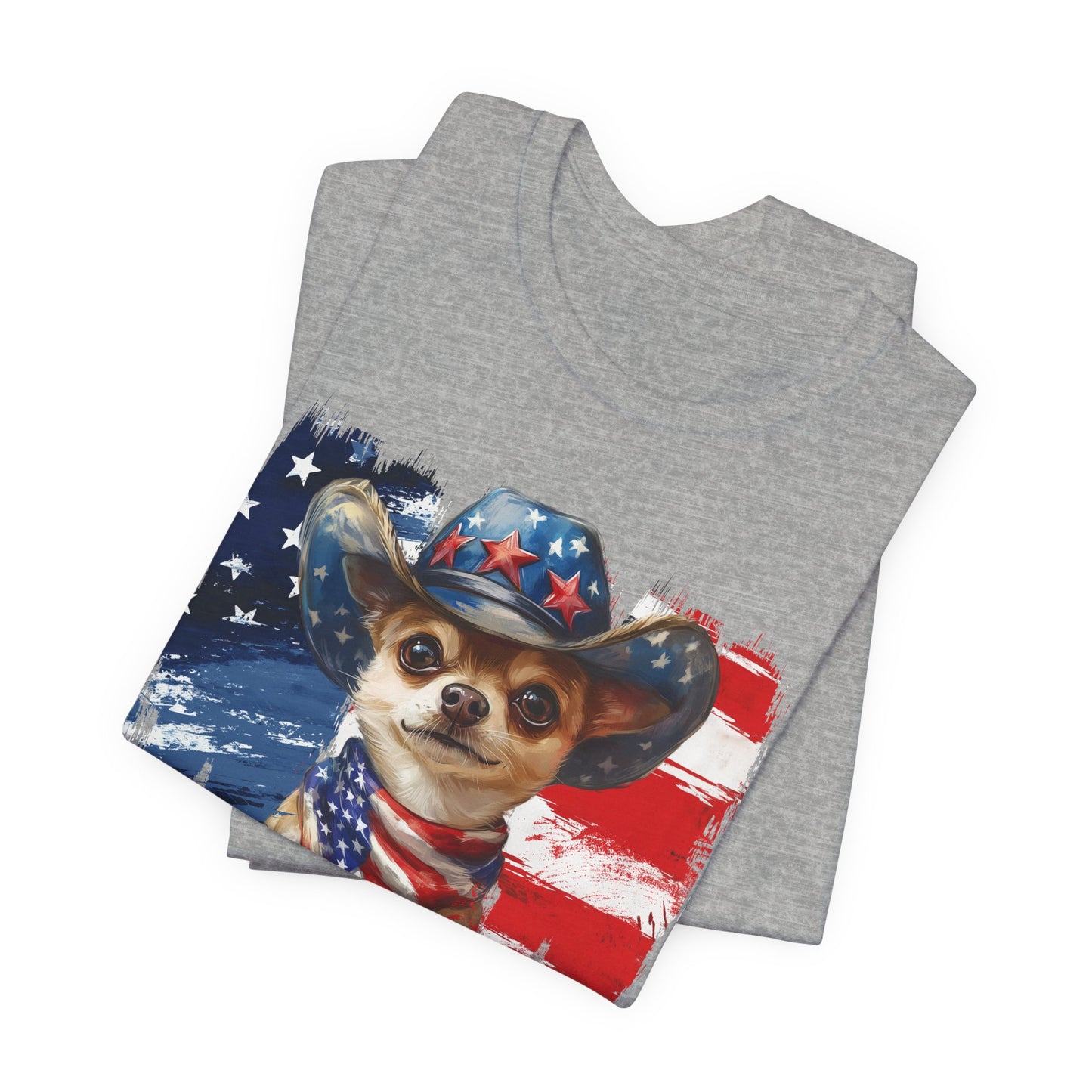Chihuahua Patriotic T-Shirt "Born to Bark Free" - Dog-Themed Patriotic Design
