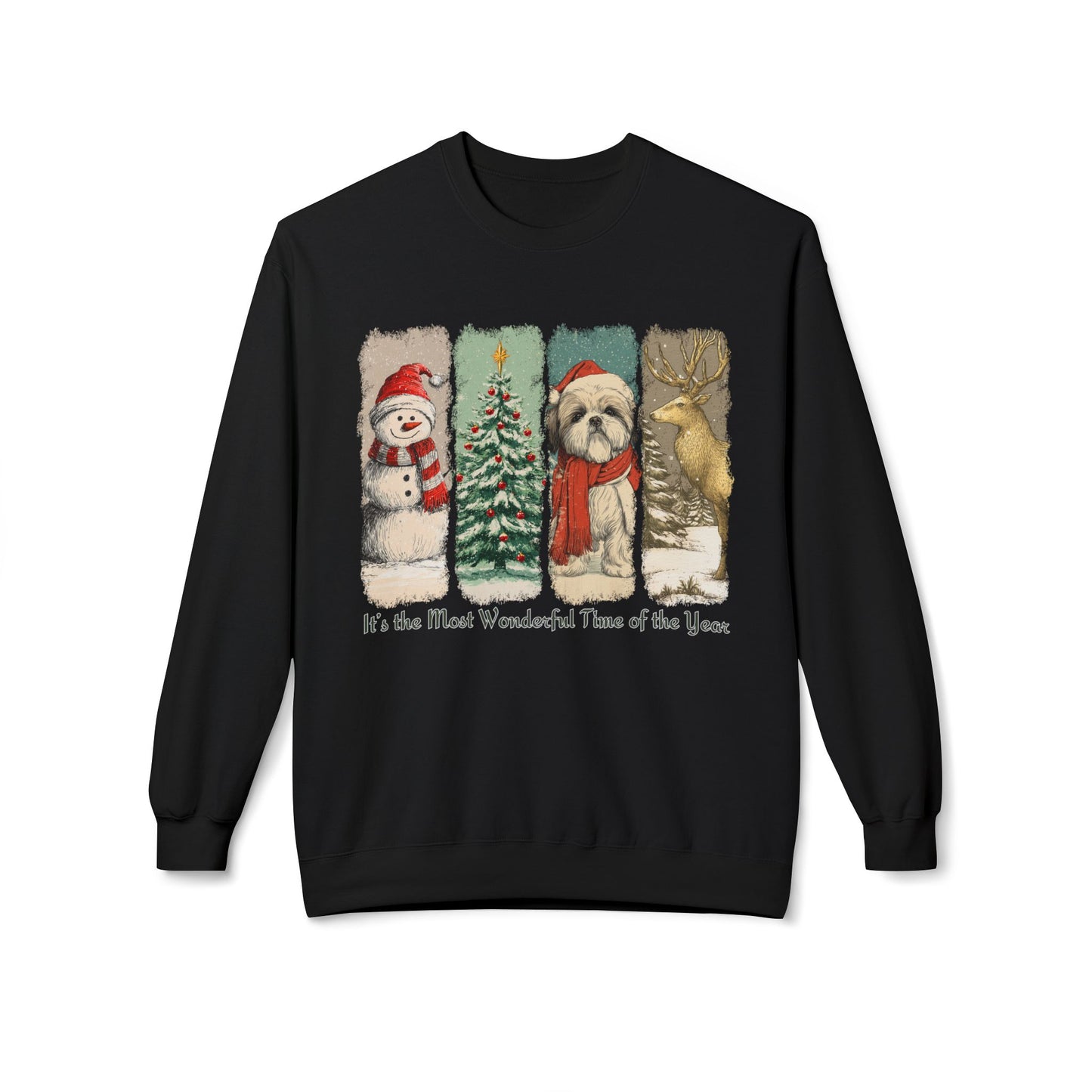 Shih Tzu Santa – Vintage Brush Stroke Christmas Sweater