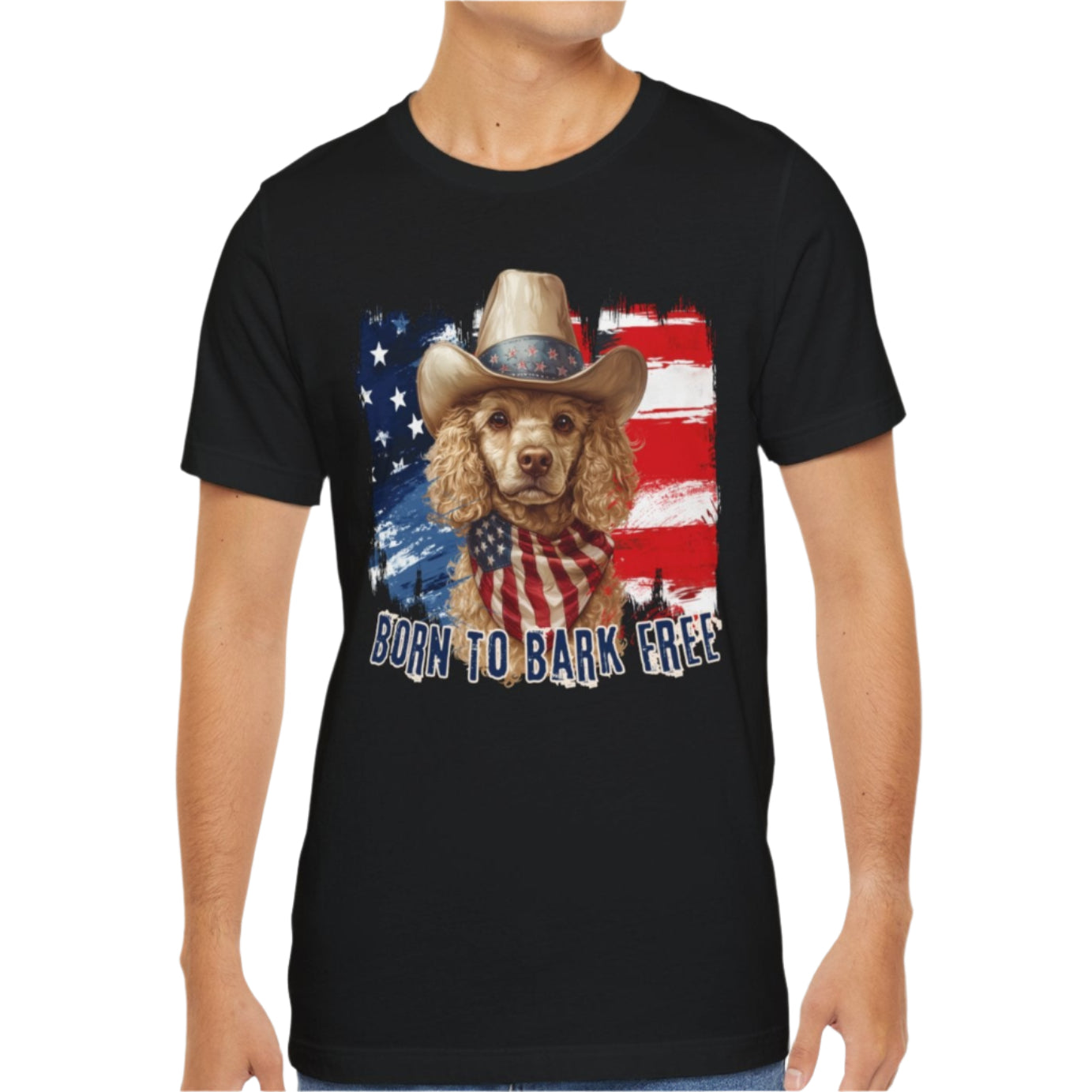 born to bark free poodle patriotic t-shirt, 4th of july, independance day dog lover t-shirt