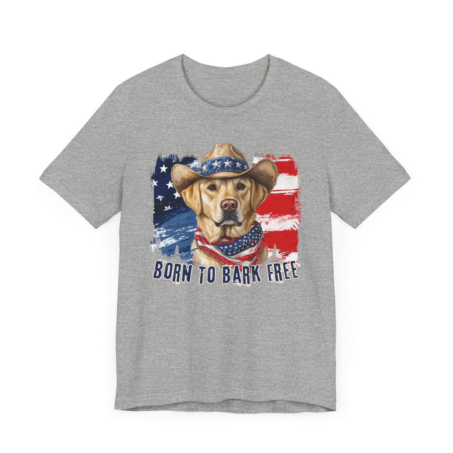 Yellow Labrador Patriotic T-Shirt "Born to Bark Free"