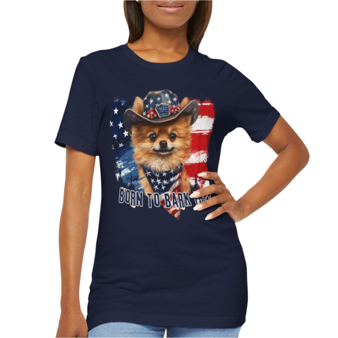 born to bark free pomeranian patriotic t-shirt, 4th of july, independance day dog lover t-shirt