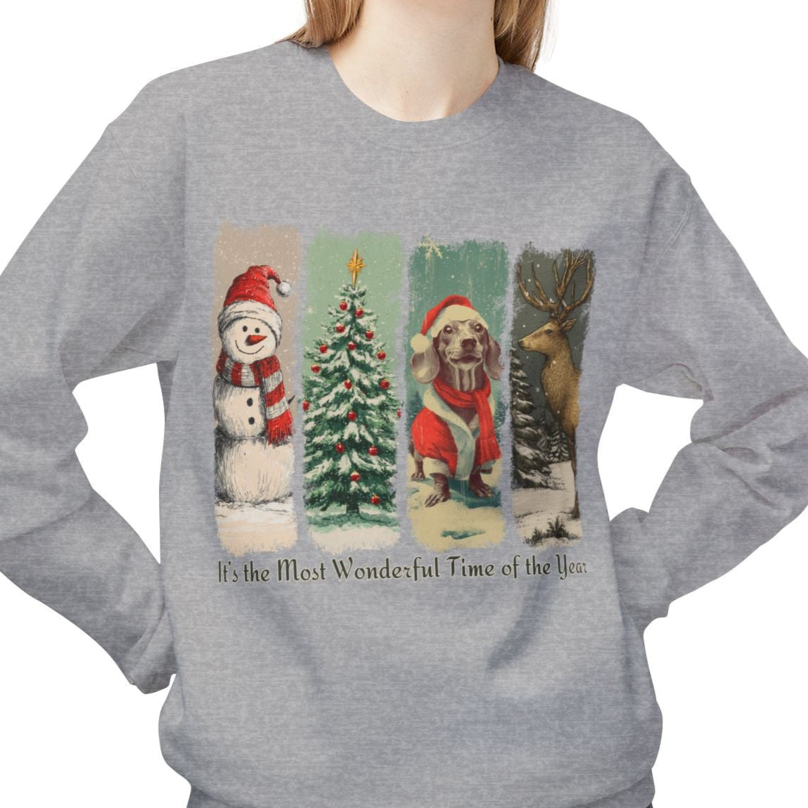 Dachshund Santa – Vintage Brush Stroke Christmas Sweater