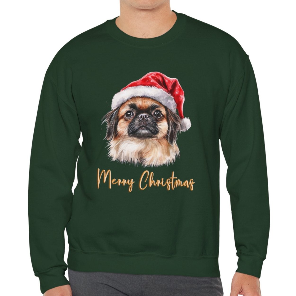Pekingese In A Santa Hat Sweatshirt