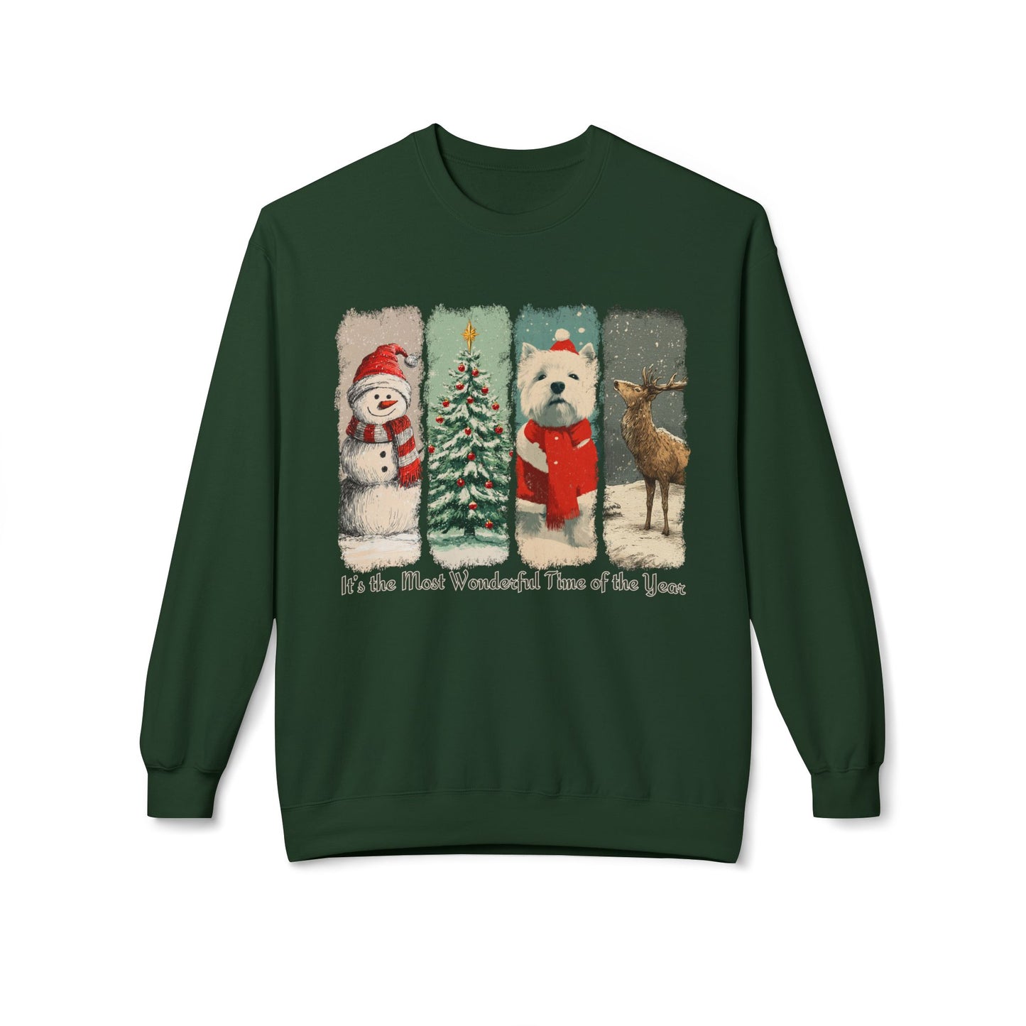 Westie Santa – Vintage Brush Stroke Christmas Sweater