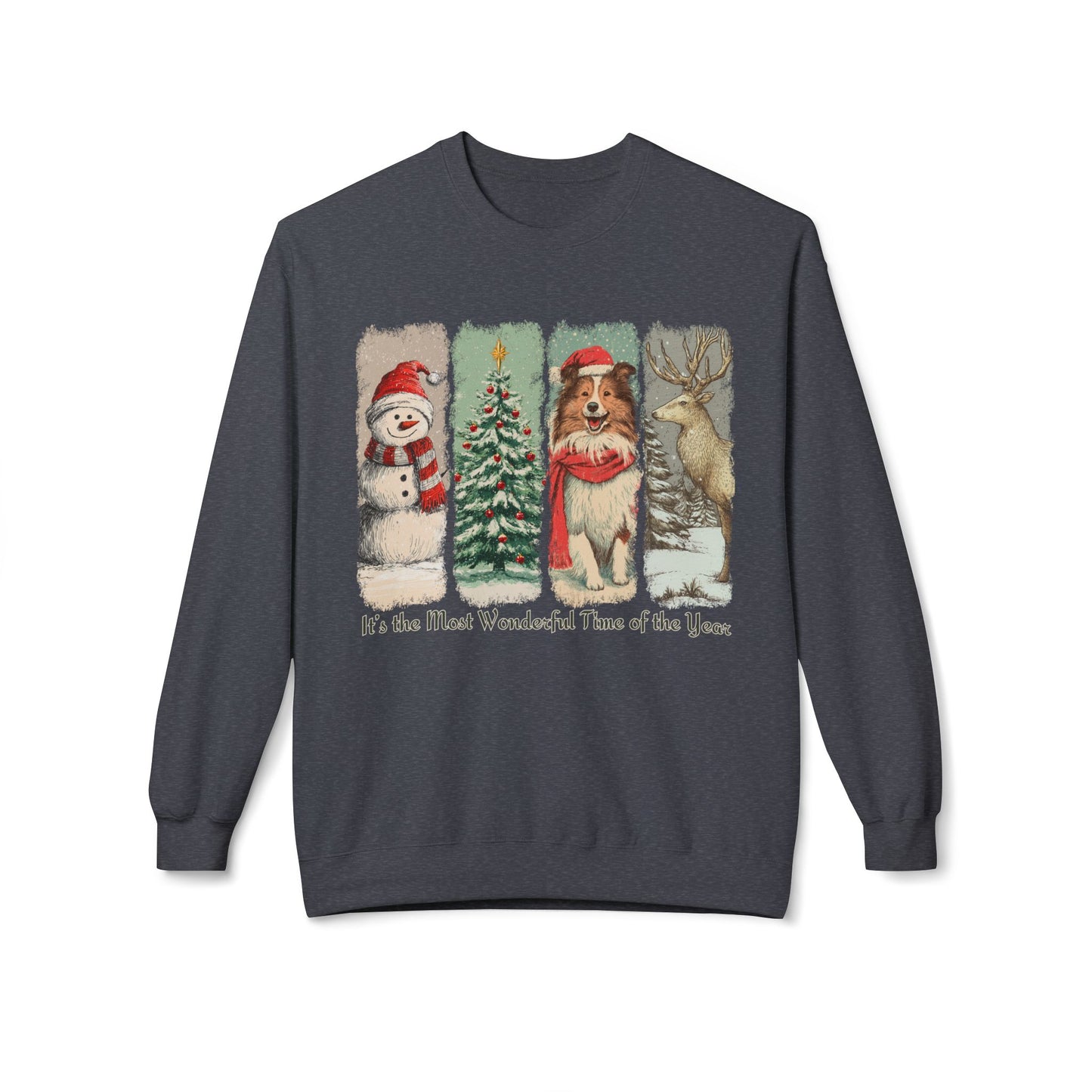 Sheltie Santa – Vintage Brush Stroke Christmas Sweater