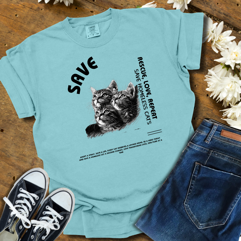 "Save Homeless Cats" Unisex Garment-Dyed T-shirt