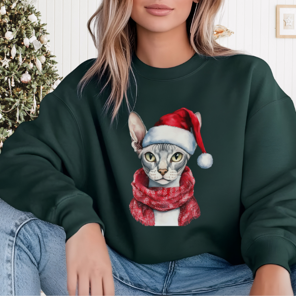 Sphynx Cat Santa Sweater – A Festive Gift for Cat Lovers