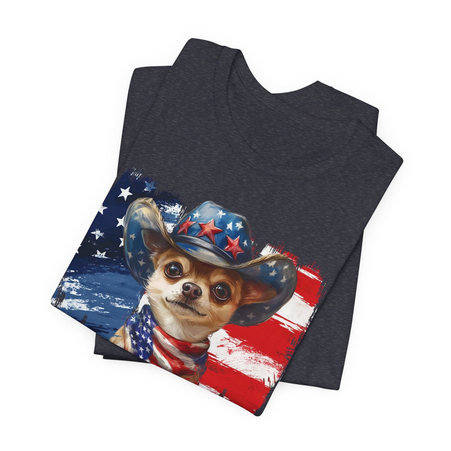 Chihuahua Patriotic T-Shirt "Born to Bark Free" - Dog-Themed Patriotic Design