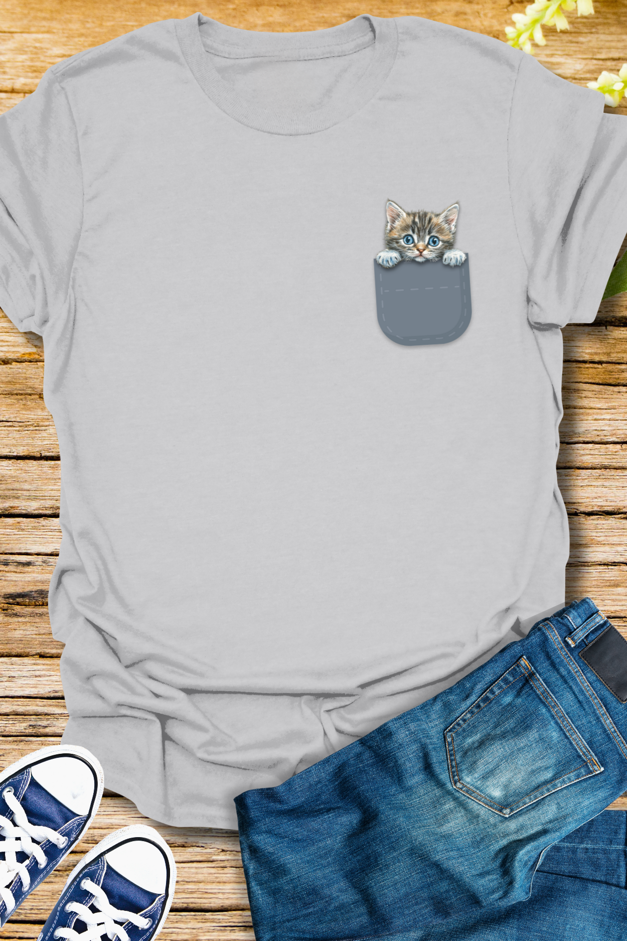 Peek-A-Boo Kitten Pocket - Unisex Softstyle T-Shirt