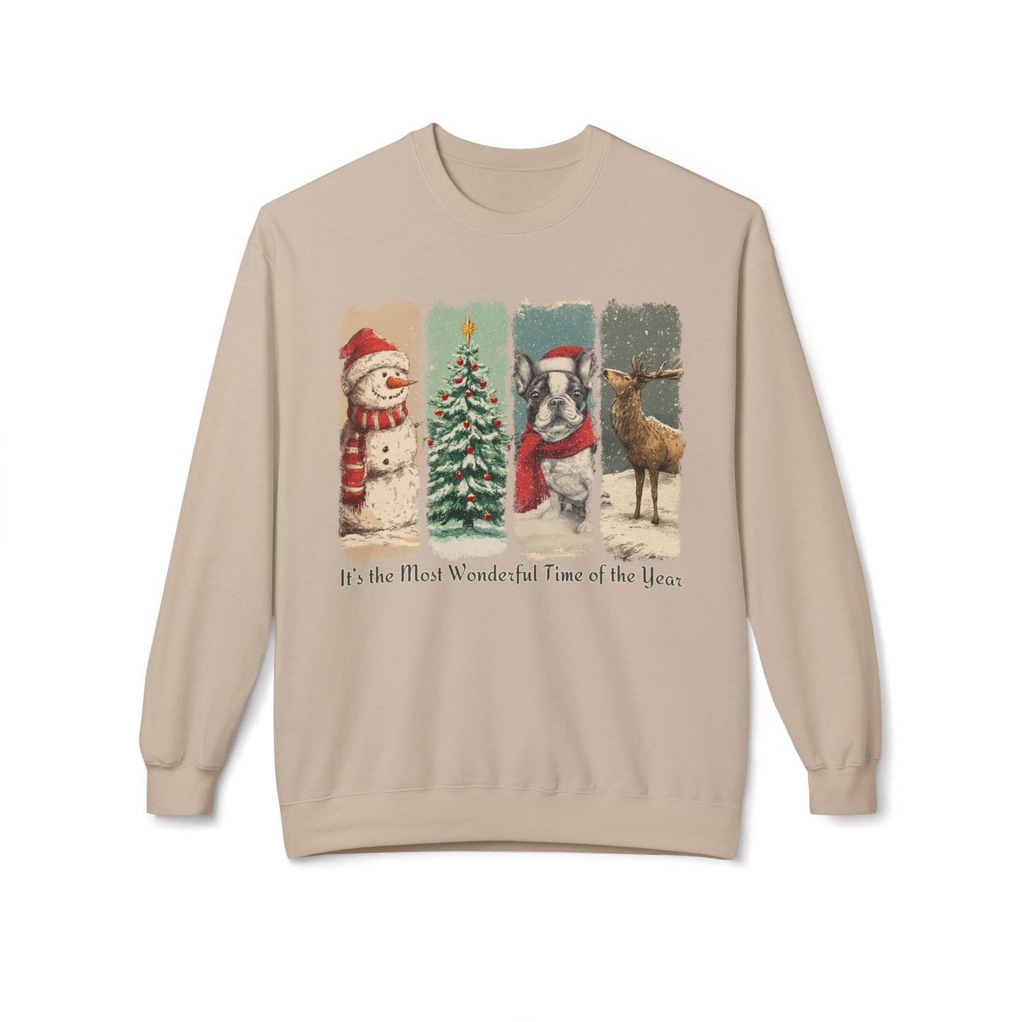 Frenchie Santa – Vintage Brush Stroke Christmas Sweater