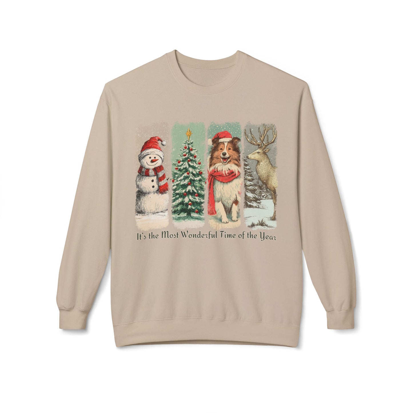 Sheltie Santa – Vintage Brush Stroke Christmas Sweater