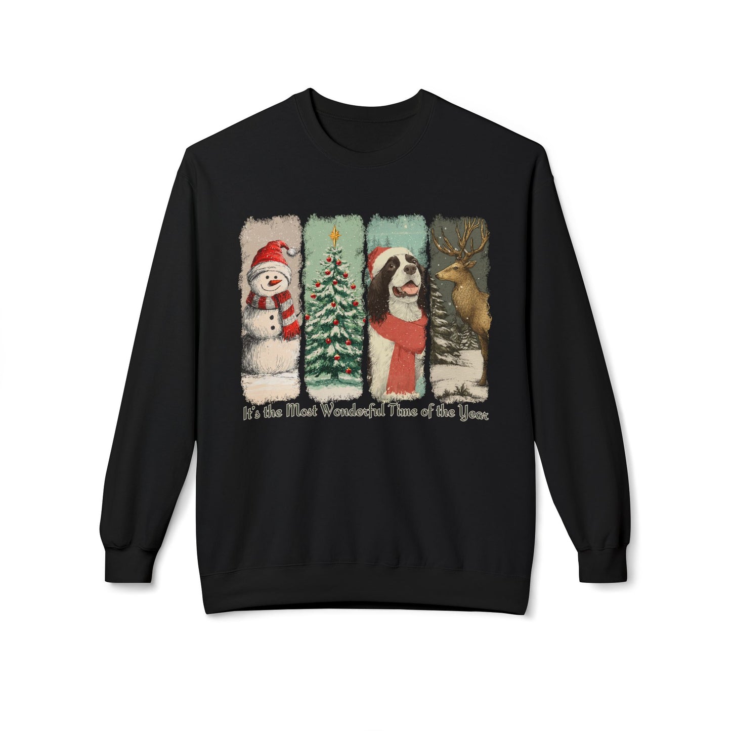 English Springer Spaniel Santa – Vintage Brush Stroke Christmas Sweater
