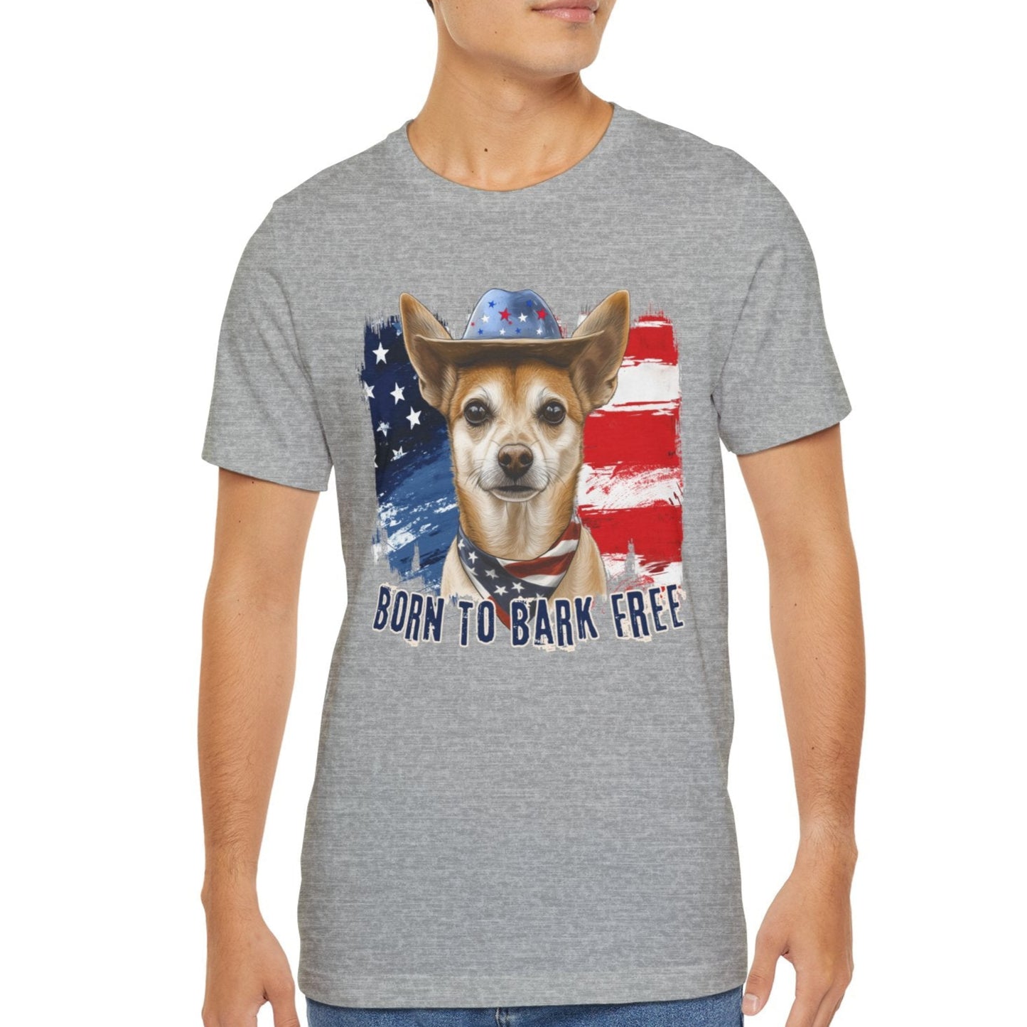 Xolo Patriotic T-Shirt "Born to Bark Free"