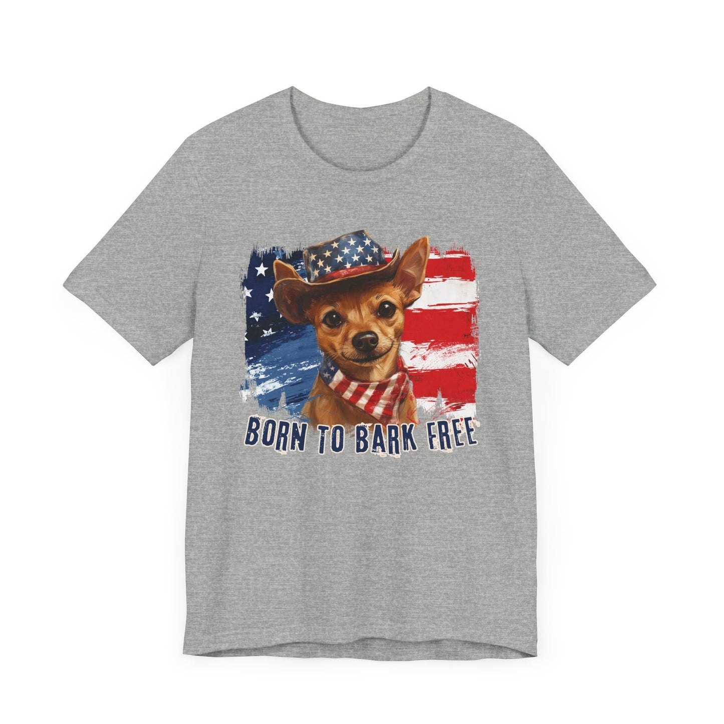 Brown Rat Terrier Patriotic T-Shirt "Born to Bark Free"