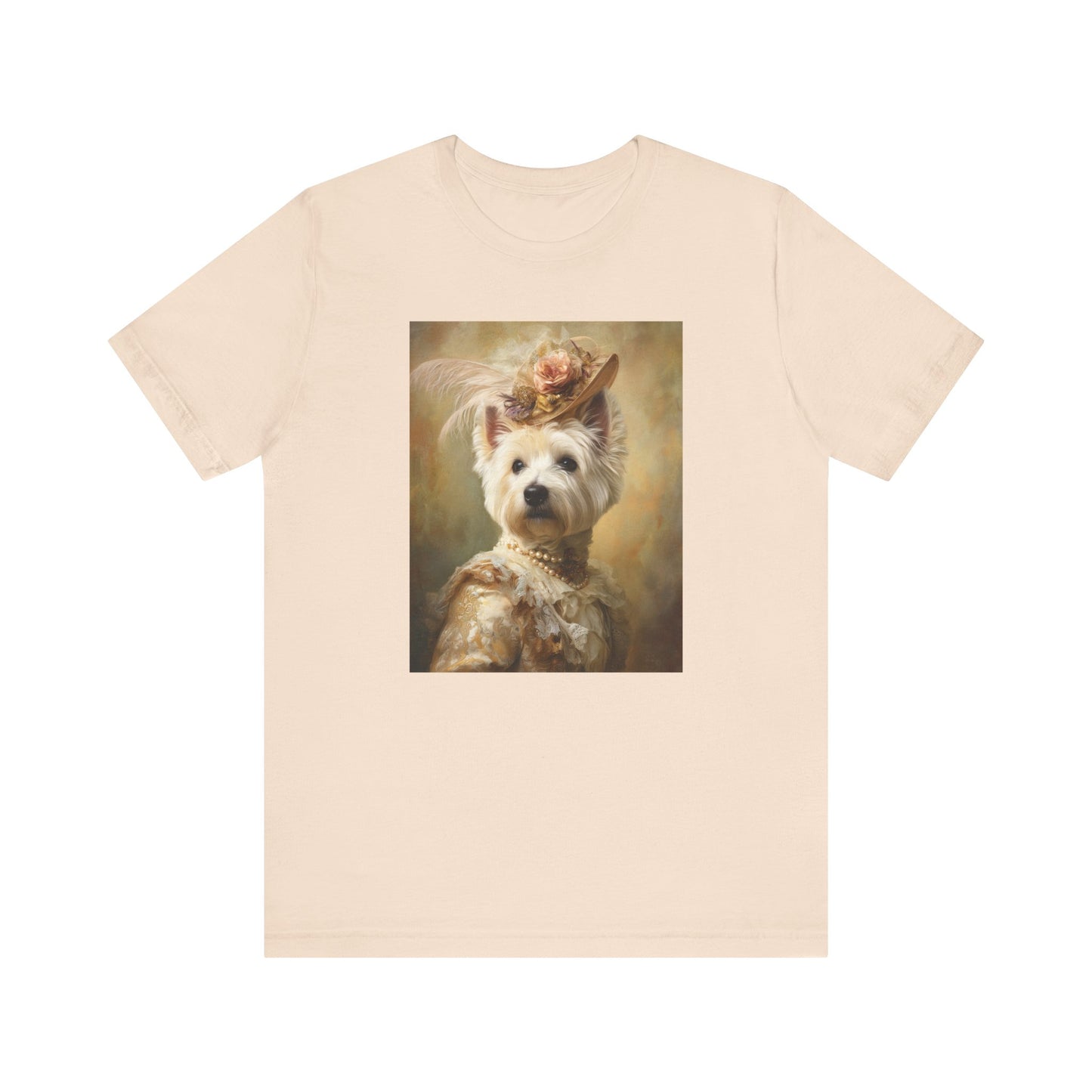Royal Westie Girl Portrait Tee – Customizable Aristocrat Dog Shirt