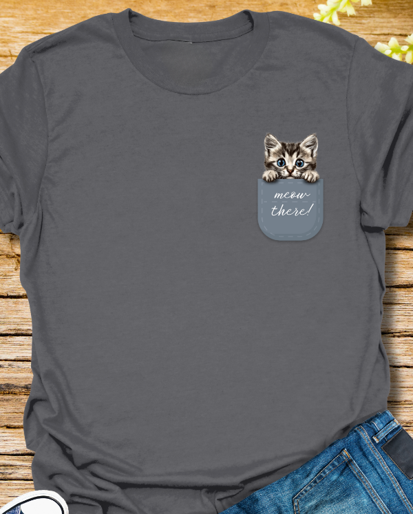 Meow There Pocket Kitten - Unisex Softstyle T-Shirt