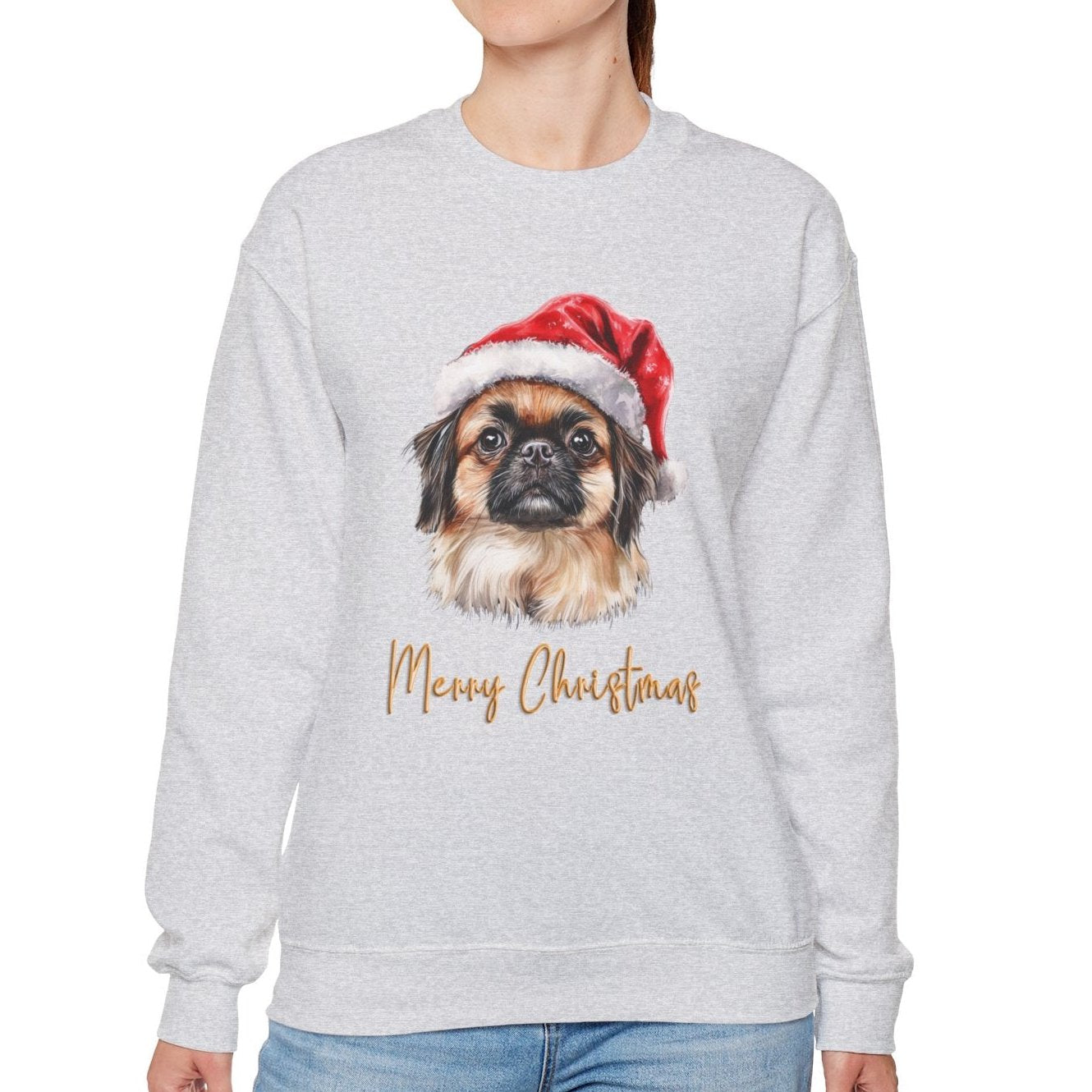 Pekingese In A Santa Hat Sweatshirt