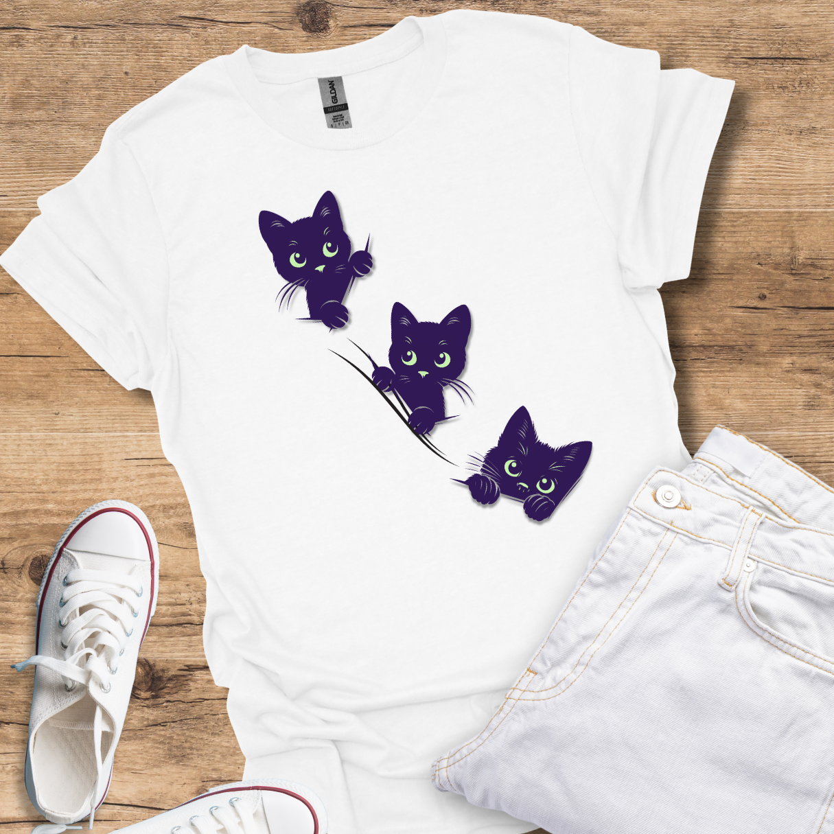 "Peeking Cats" Unisex Softstyle T-Shirt
