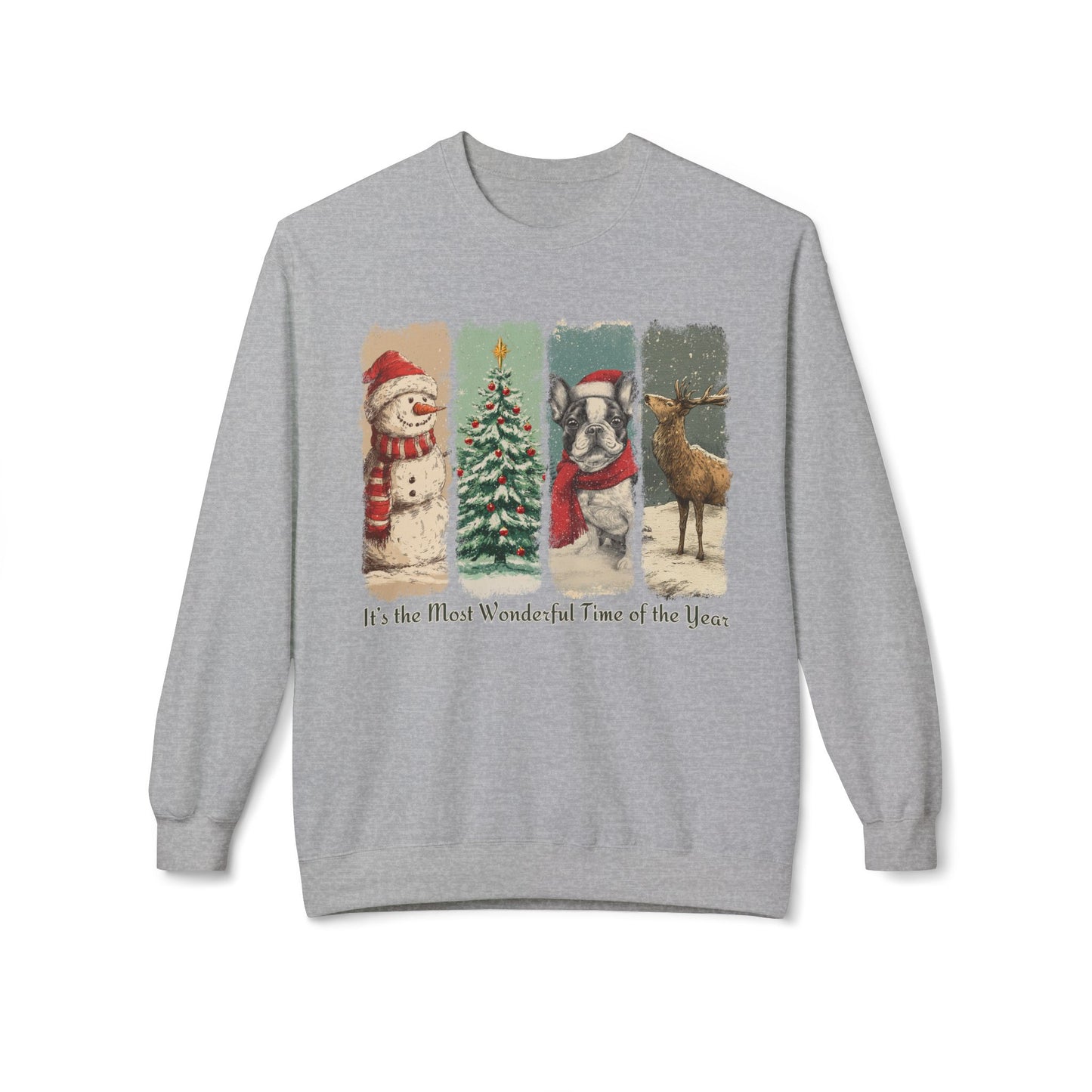 Frenchie Santa – Vintage Brush Stroke Christmas Sweater