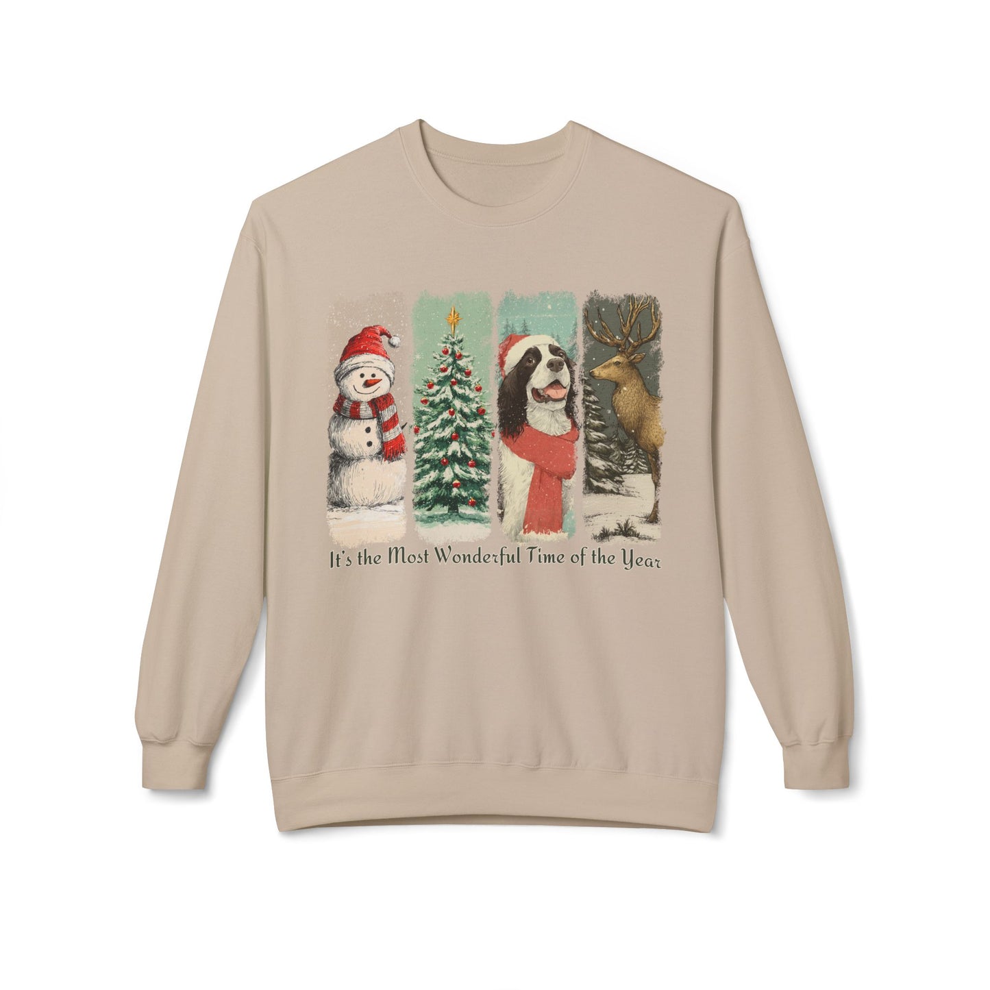 English Springer Spaniel Santa – Vintage Brush Stroke Christmas Sweater
