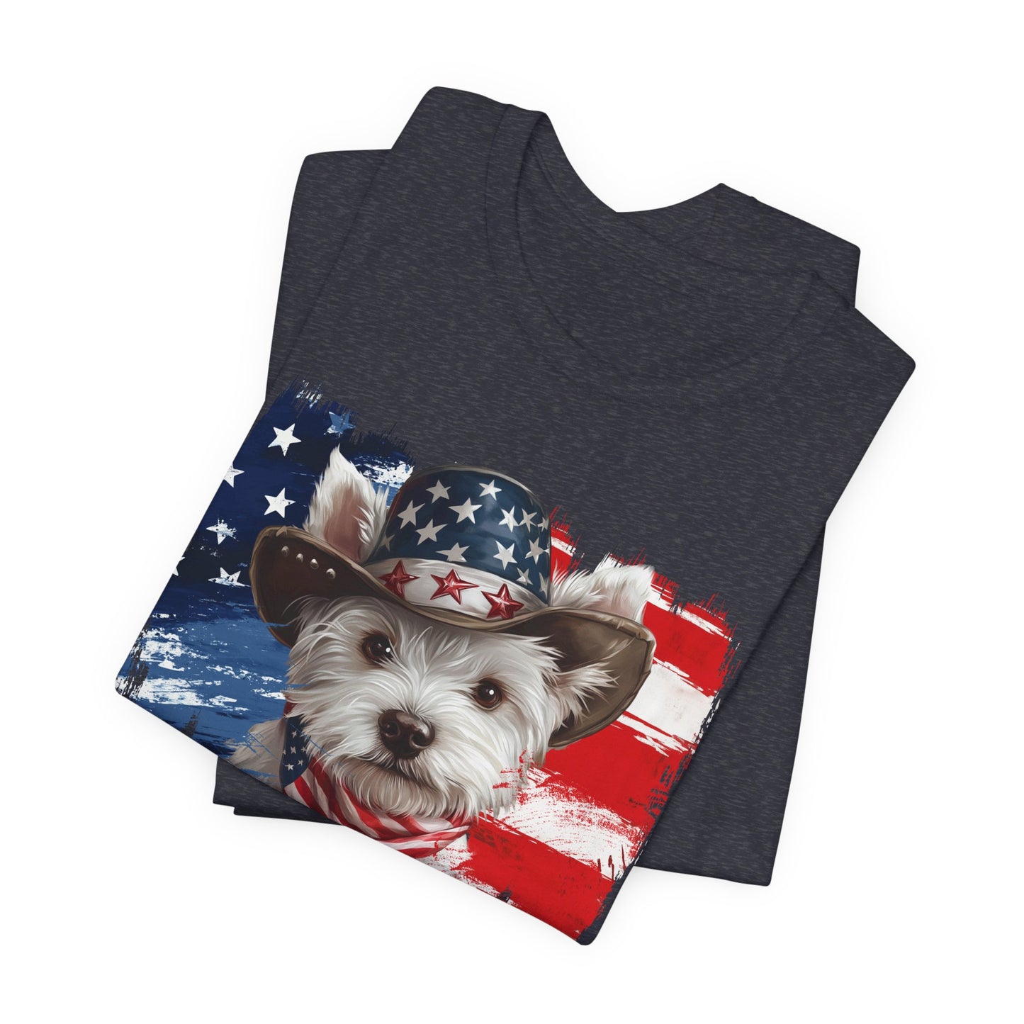 Westie Patriotic T-Shirt "Born to Bark Free" - Dog-Themed Patriotic Design