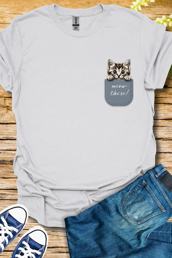 Meow There Pocket Kitten - Unisex Softstyle T-Shirt