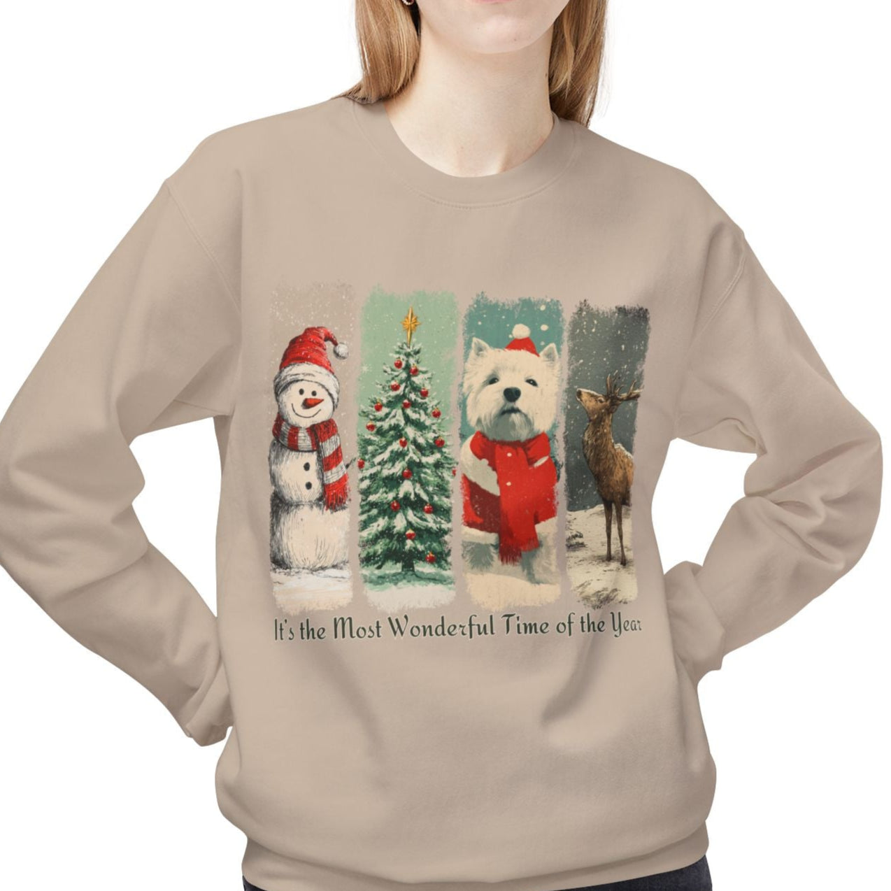 Westie Santa – Vintage Brush Stroke Christmas Sweater